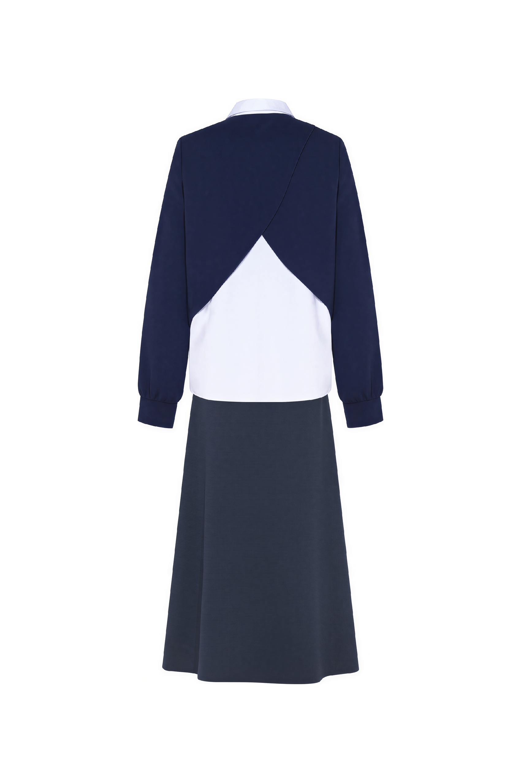 Faux Layered Shirt & Skirt Casual Set