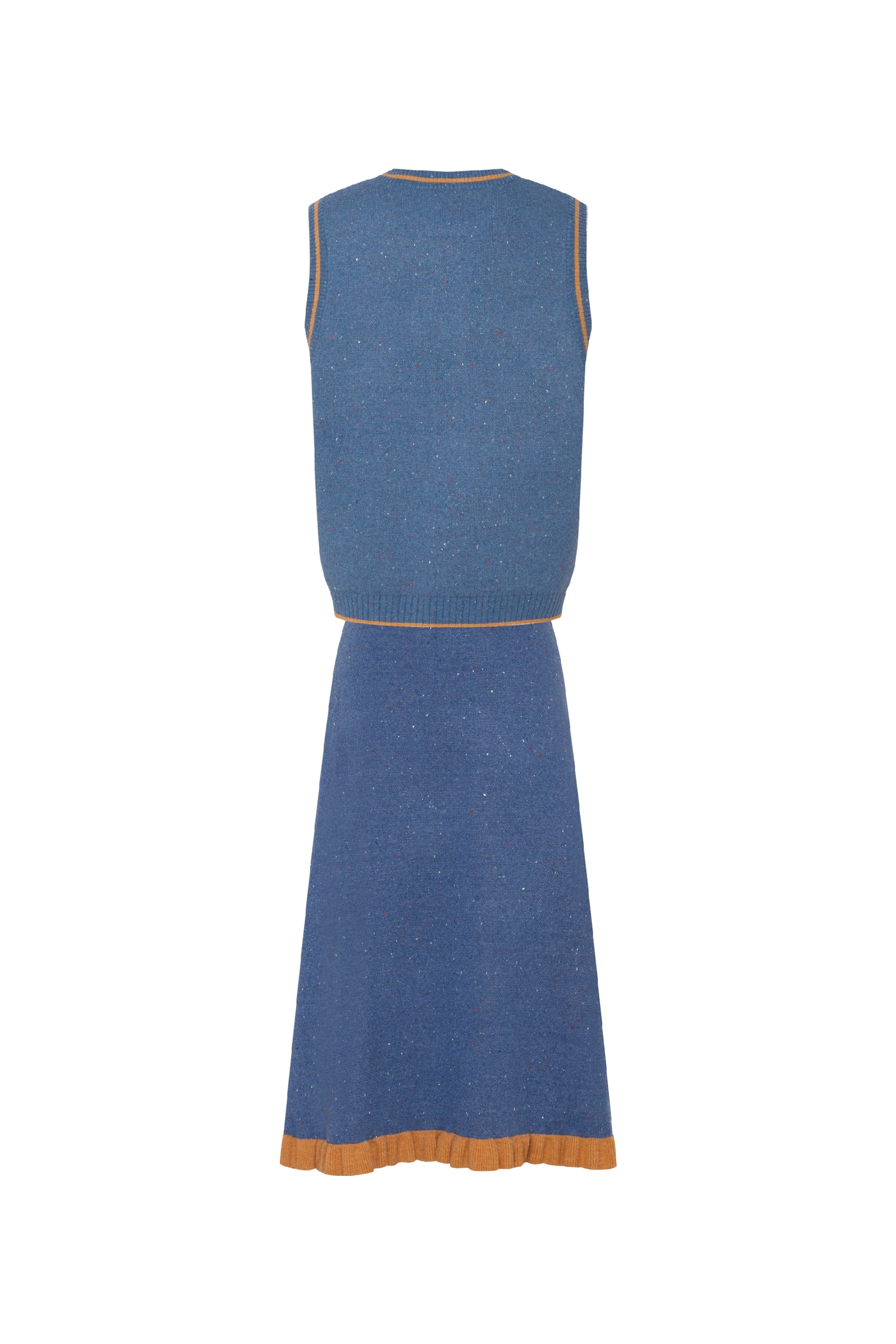 Knitted vest and skirt two-piece set