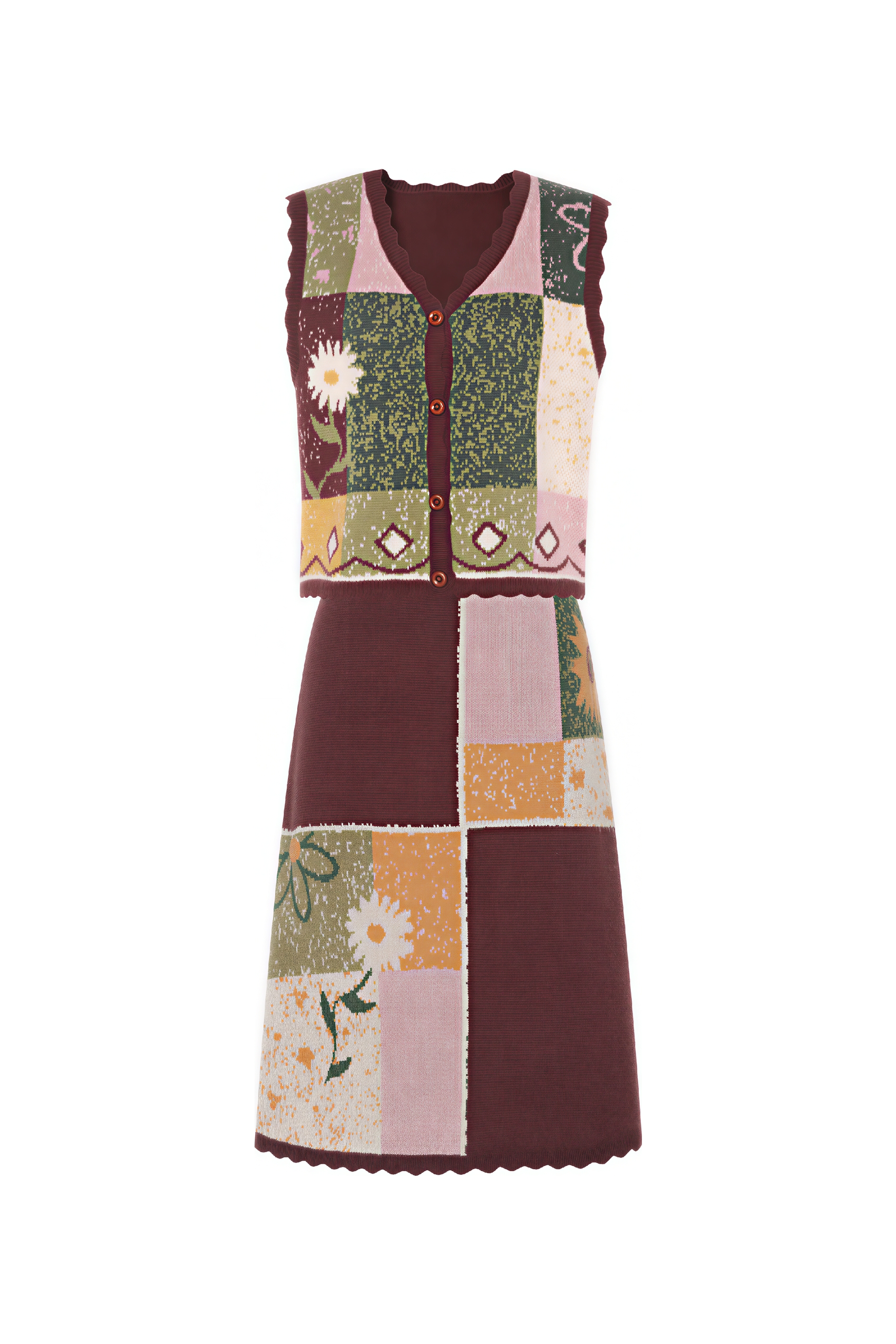 Designer Knit Vest & Skirt Set