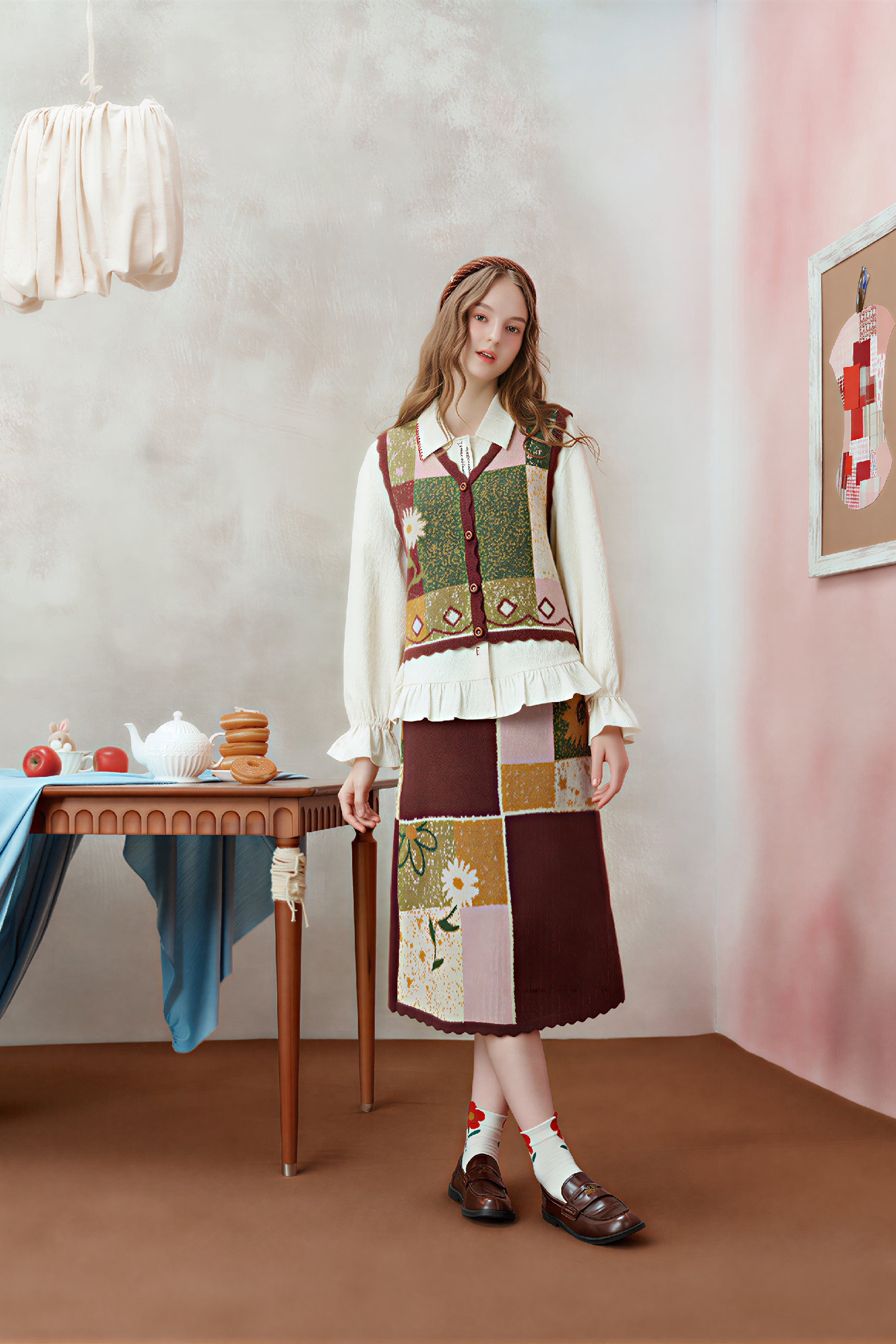 Designer Knit Vest & Skirt Set