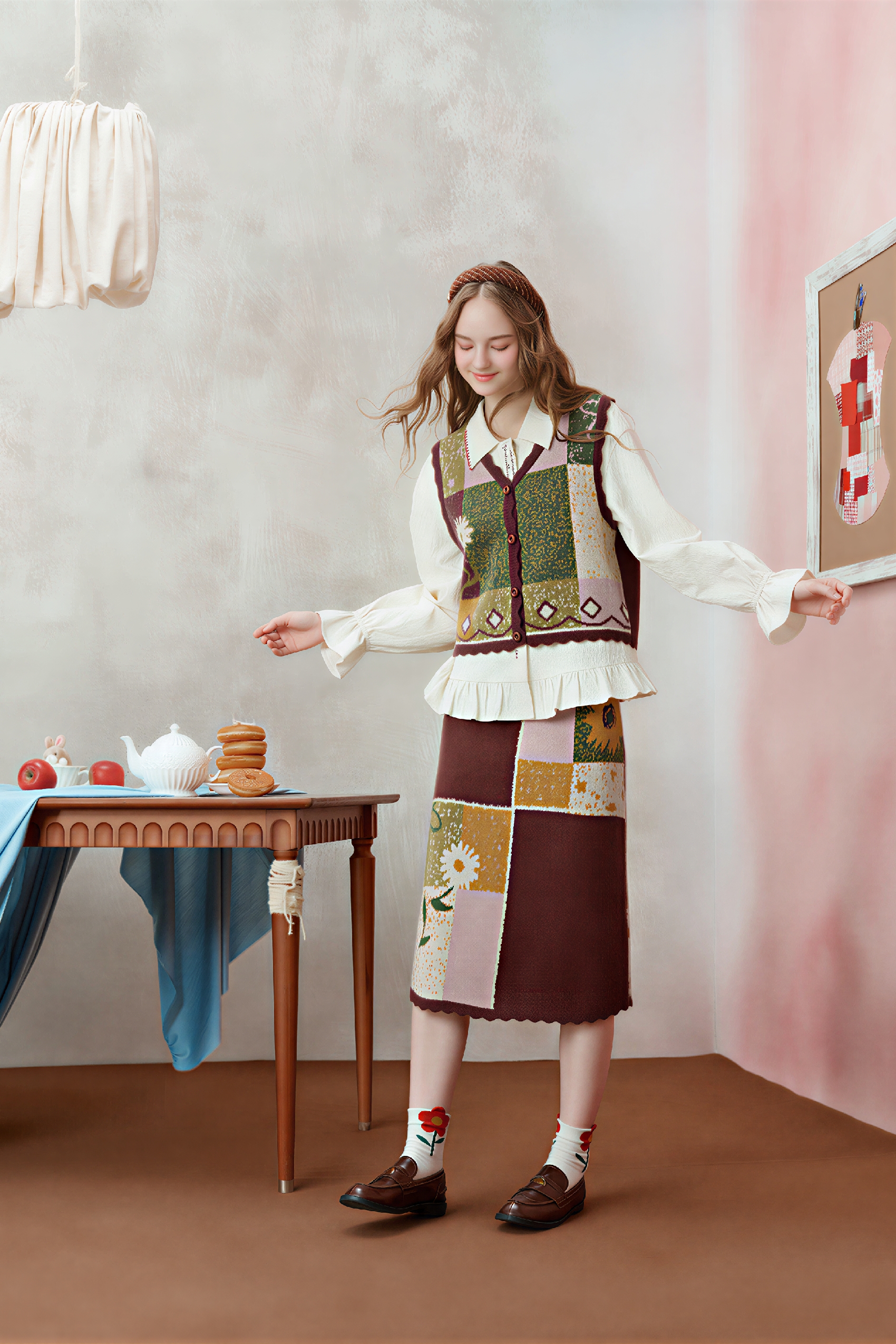 Designer Knit Vest & Skirt Set