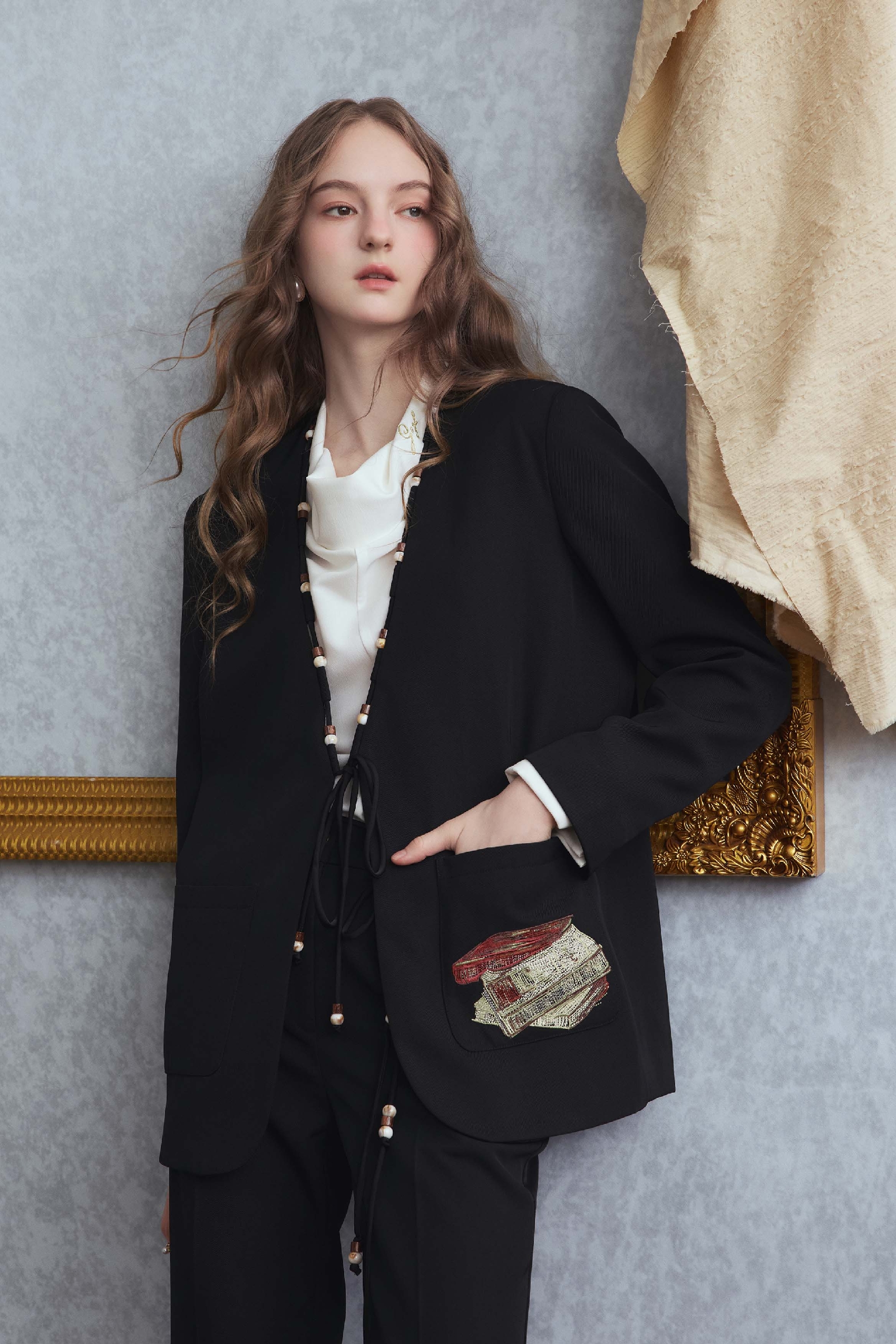 Van Gogh-Inspired Beaded Tailored Suit Set