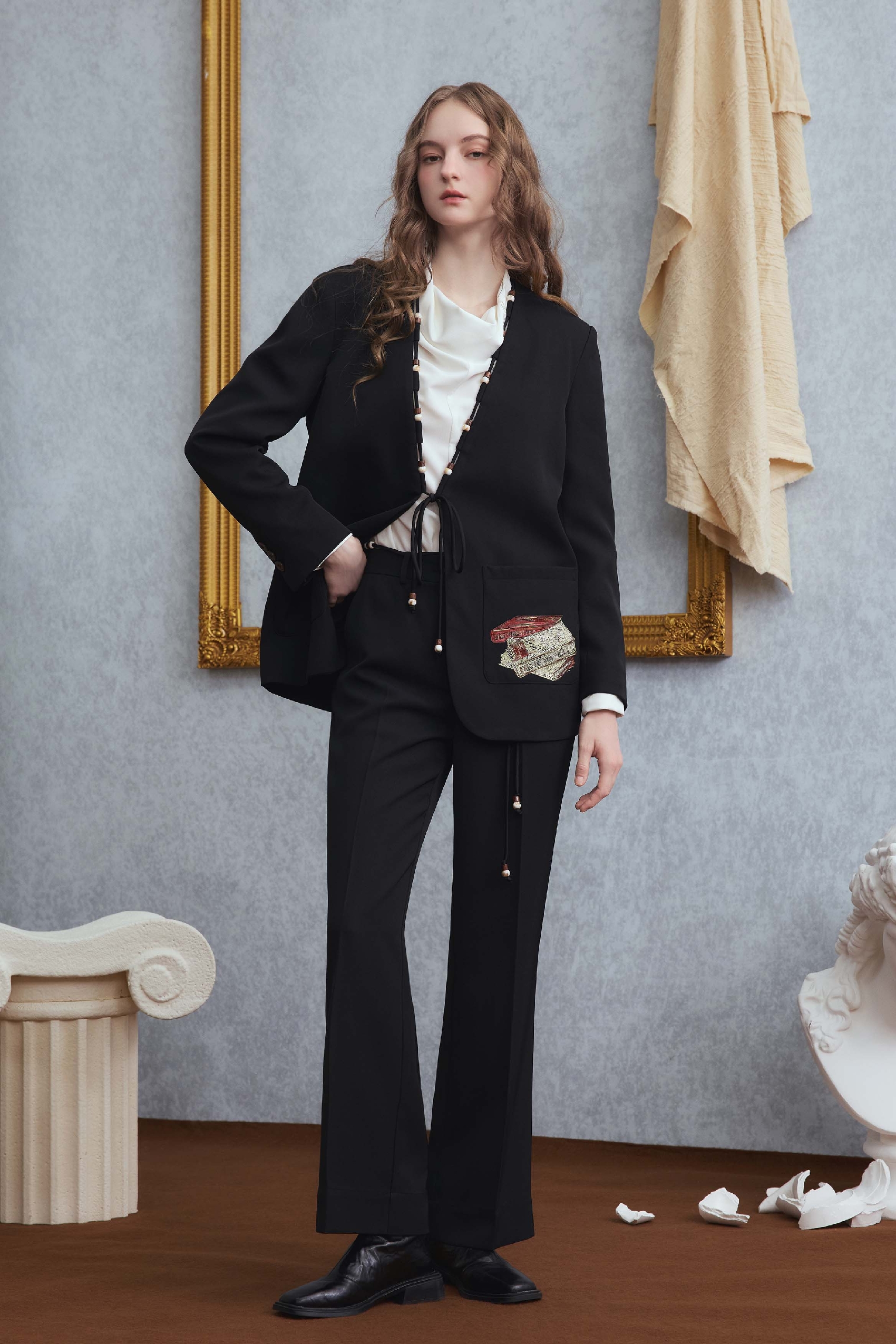 Van Gogh-Inspired Beaded Tailored Suit Set