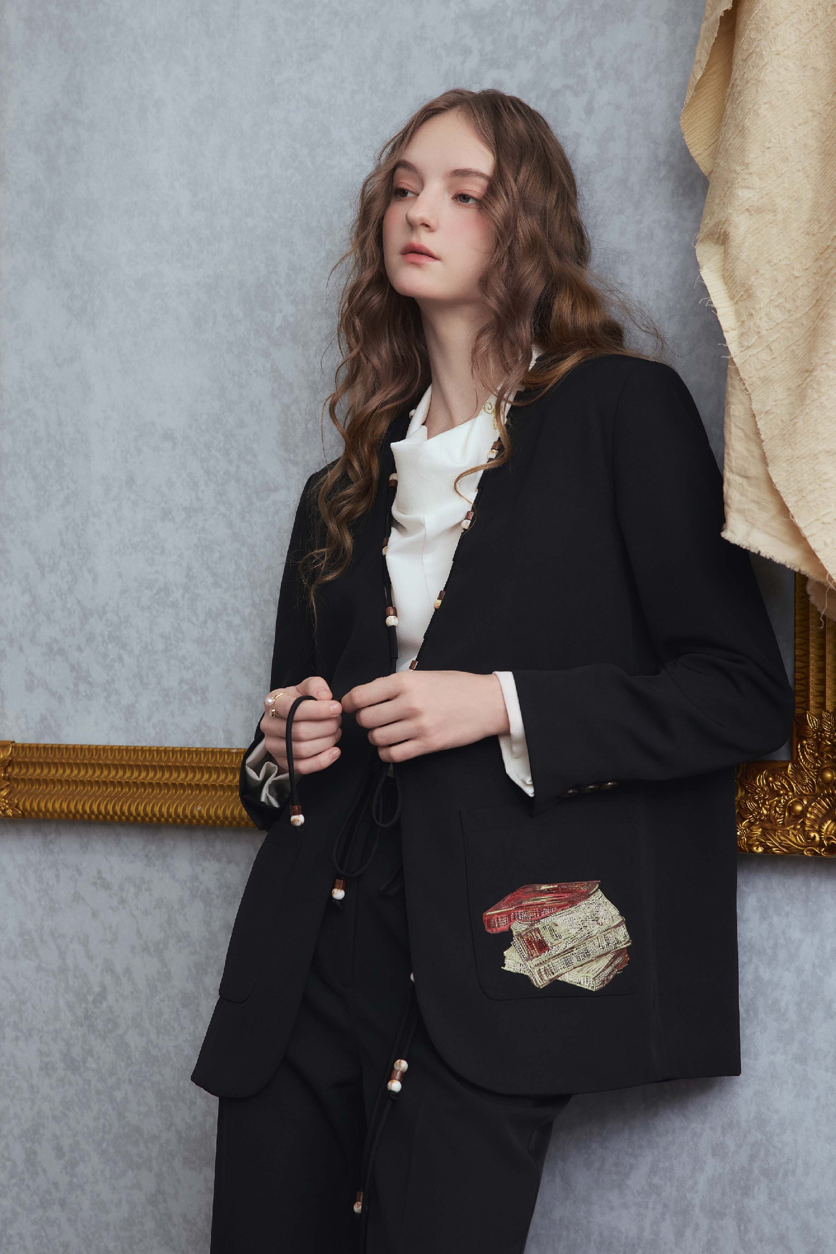 Van Gogh-Inspired Beaded Tailored Suit Set