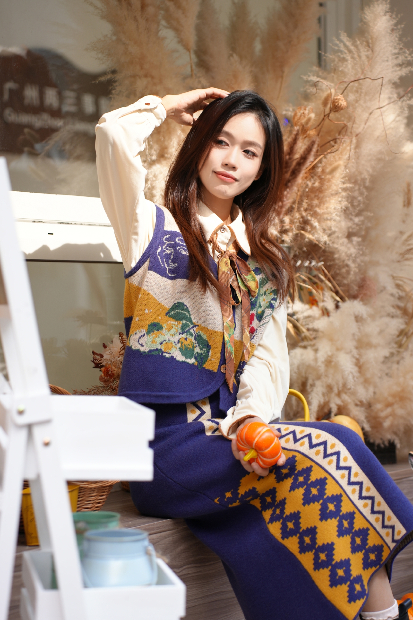 Knitted vest and skirt set