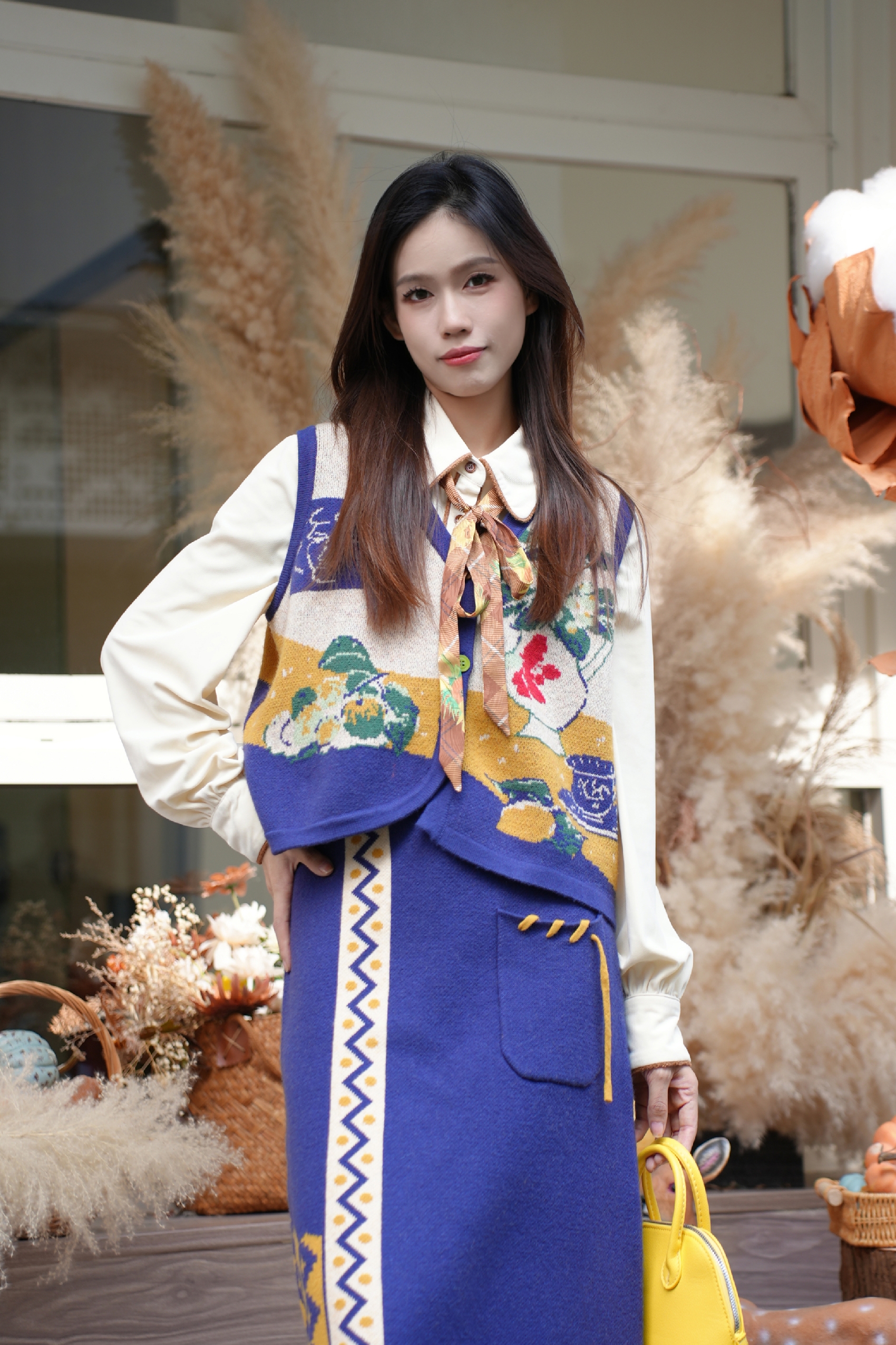 Knitted vest and skirt set