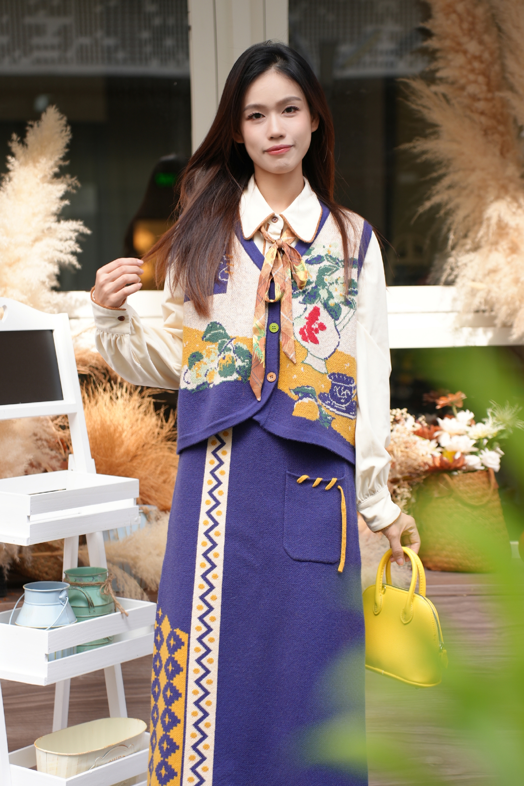 Knitted vest and skirt set