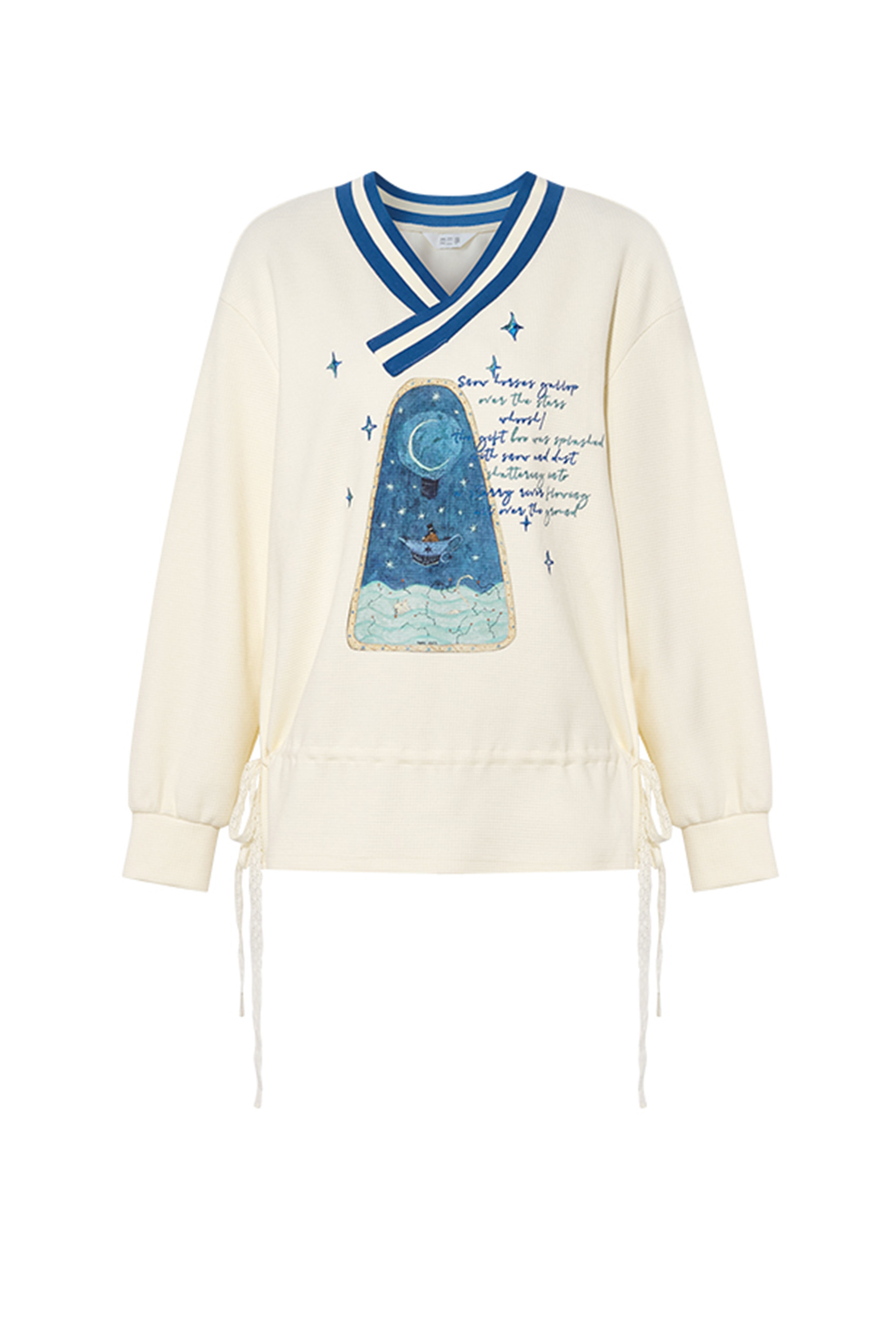 Loose-fitting V-neck pullover sweatshirt