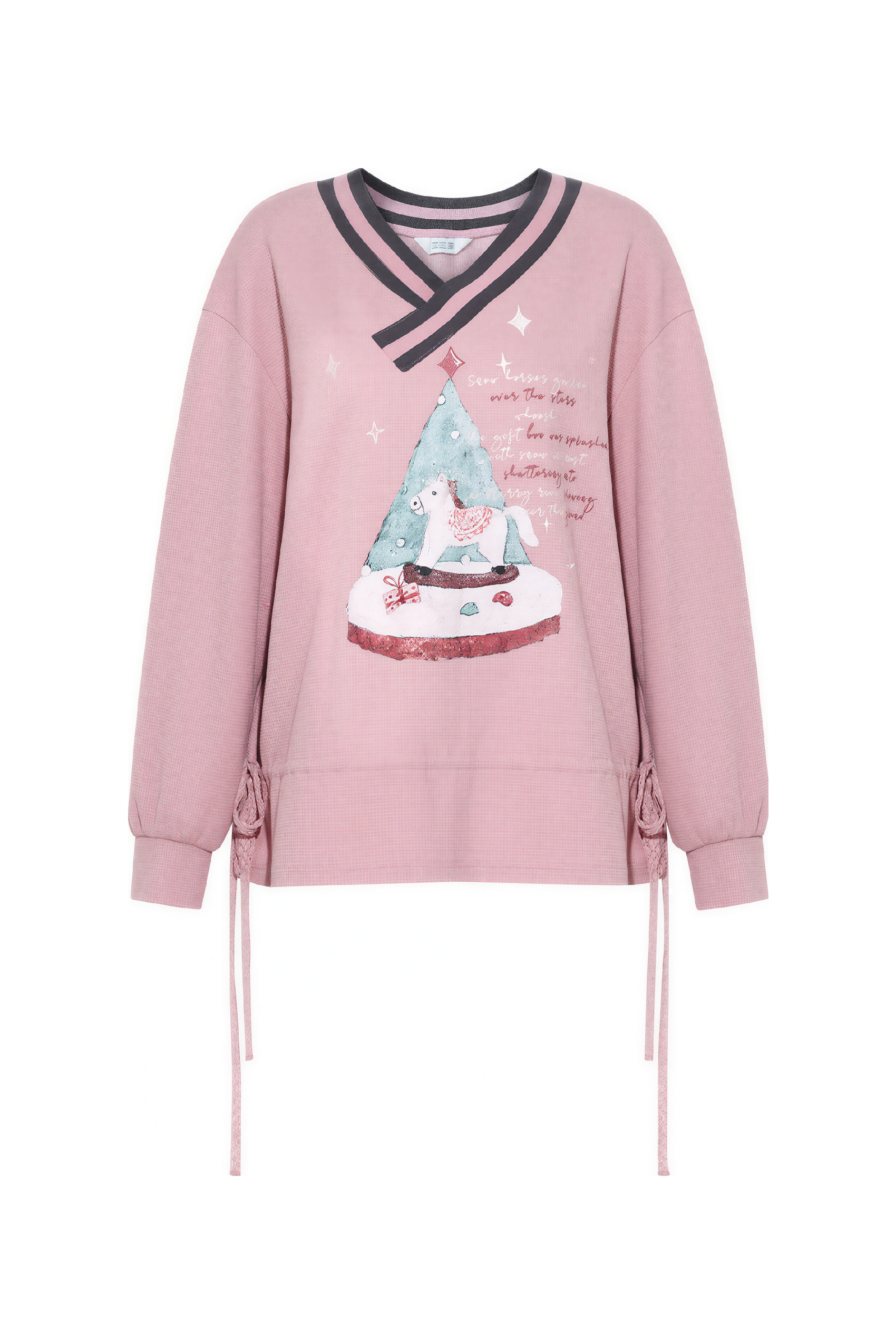 Loose-fitting V-neck pullover sweatshirt