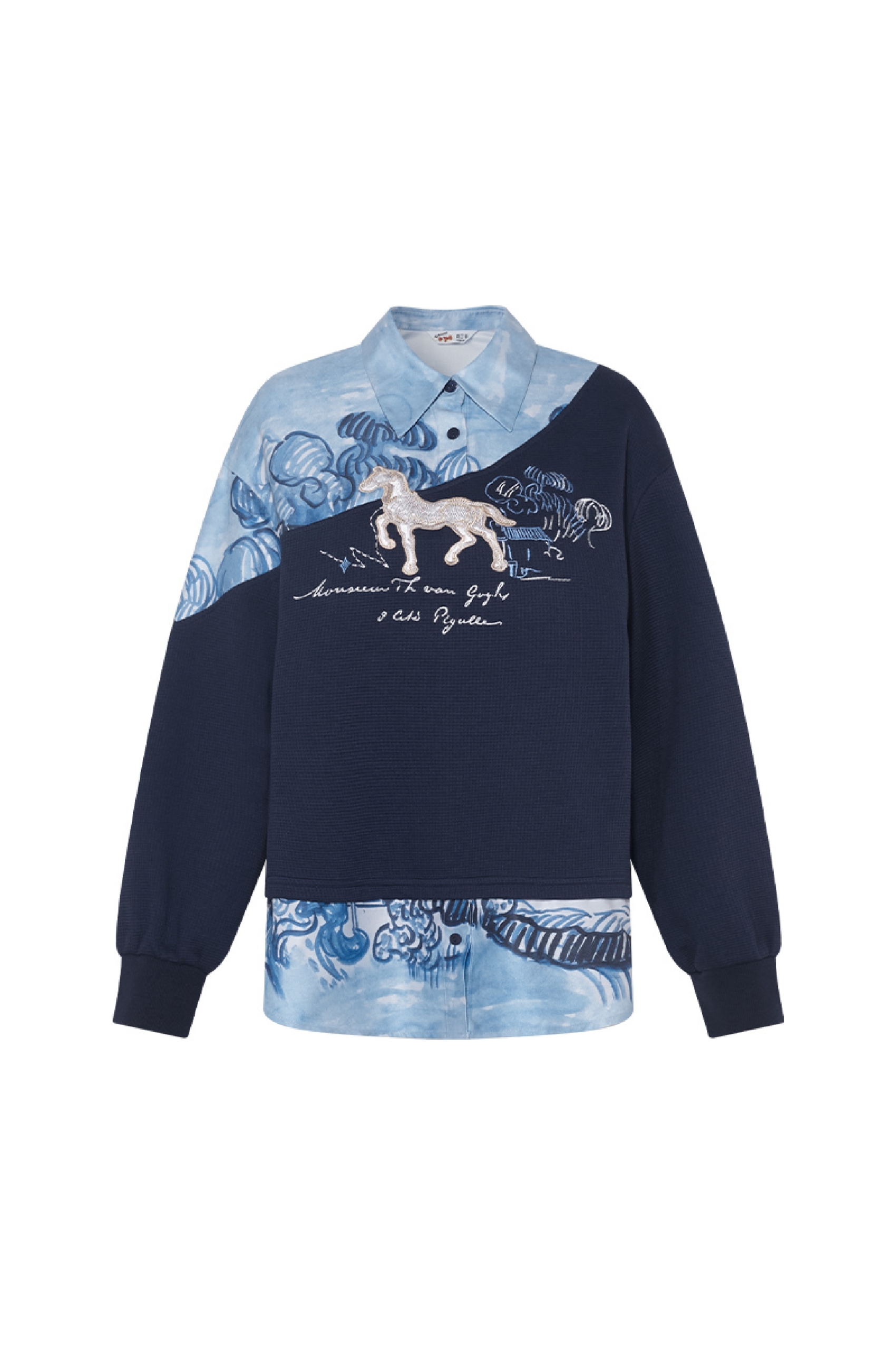 Patchwork two-piece long-sleeved sweatshirt