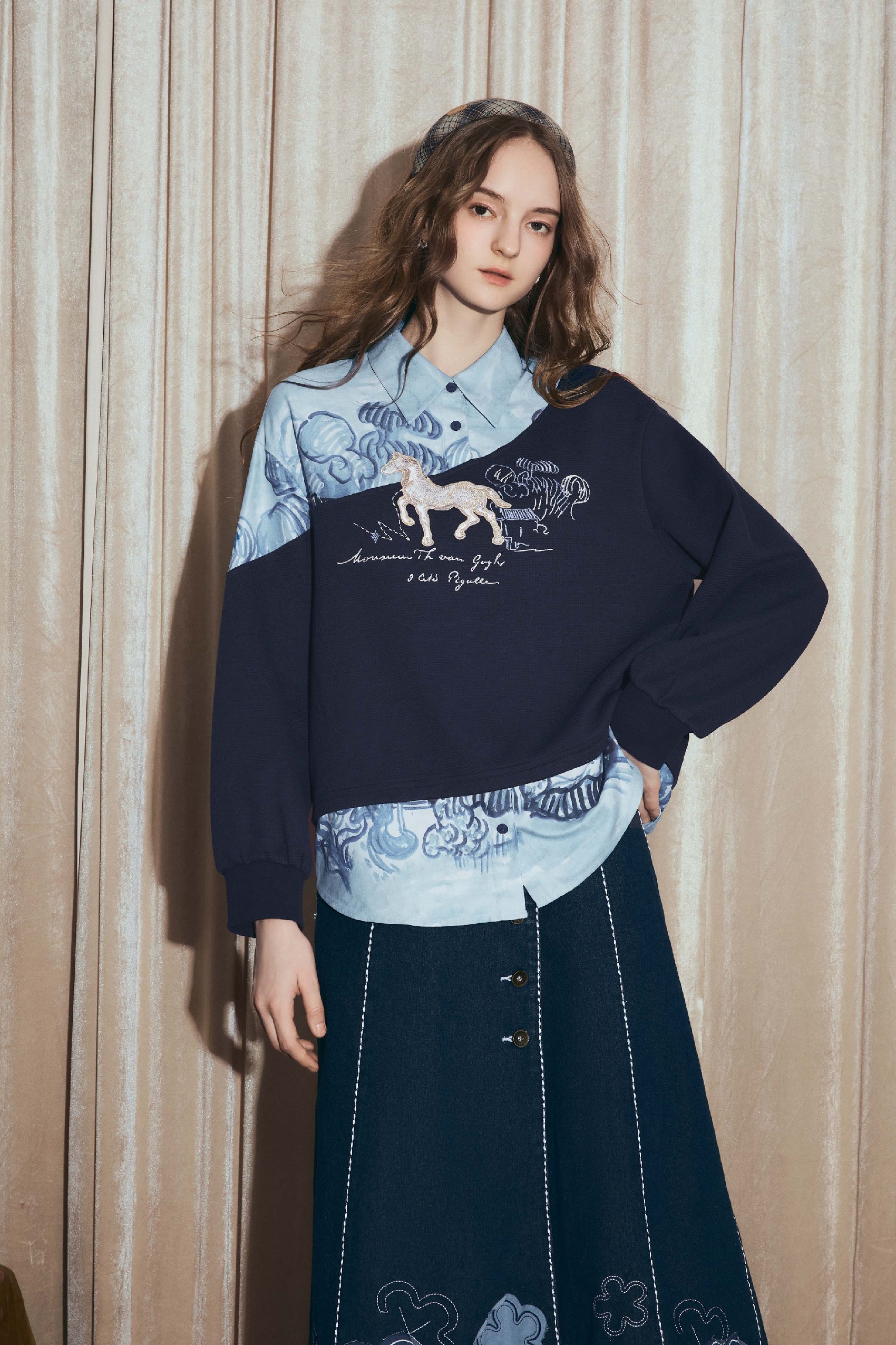 Patchwork two-piece long-sleeved sweatshirt