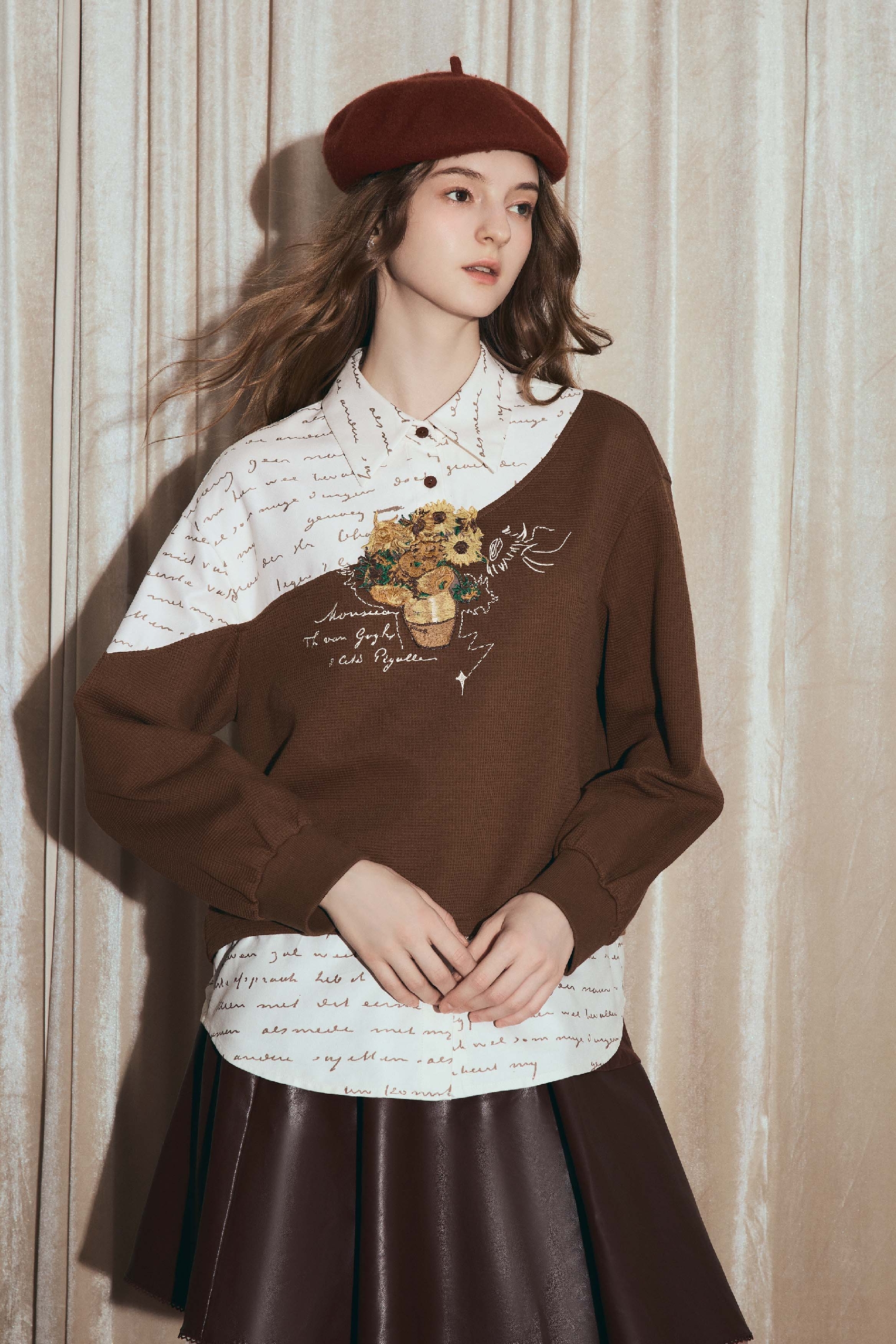 Patchwork two-piece long-sleeved sweatshirt