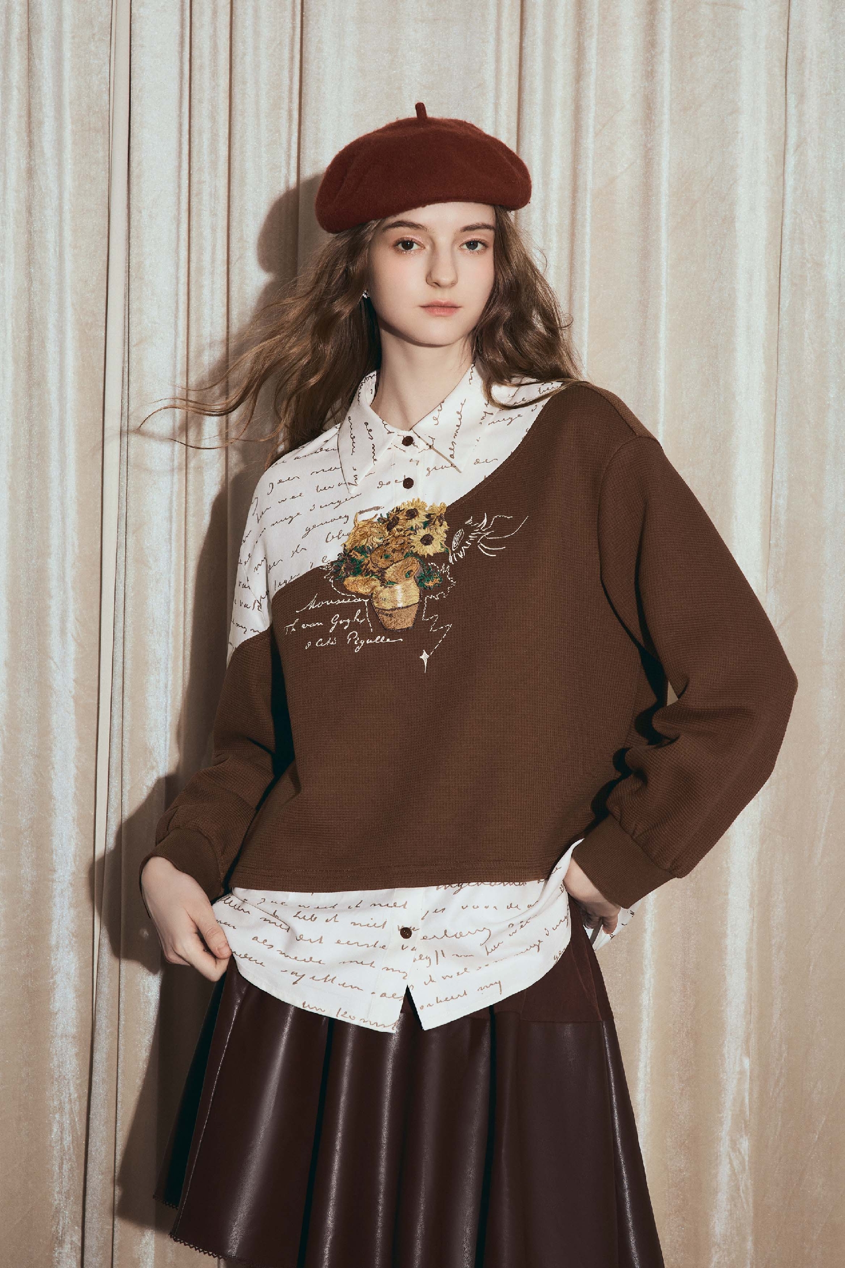 Patchwork two-piece long-sleeved sweatshirt