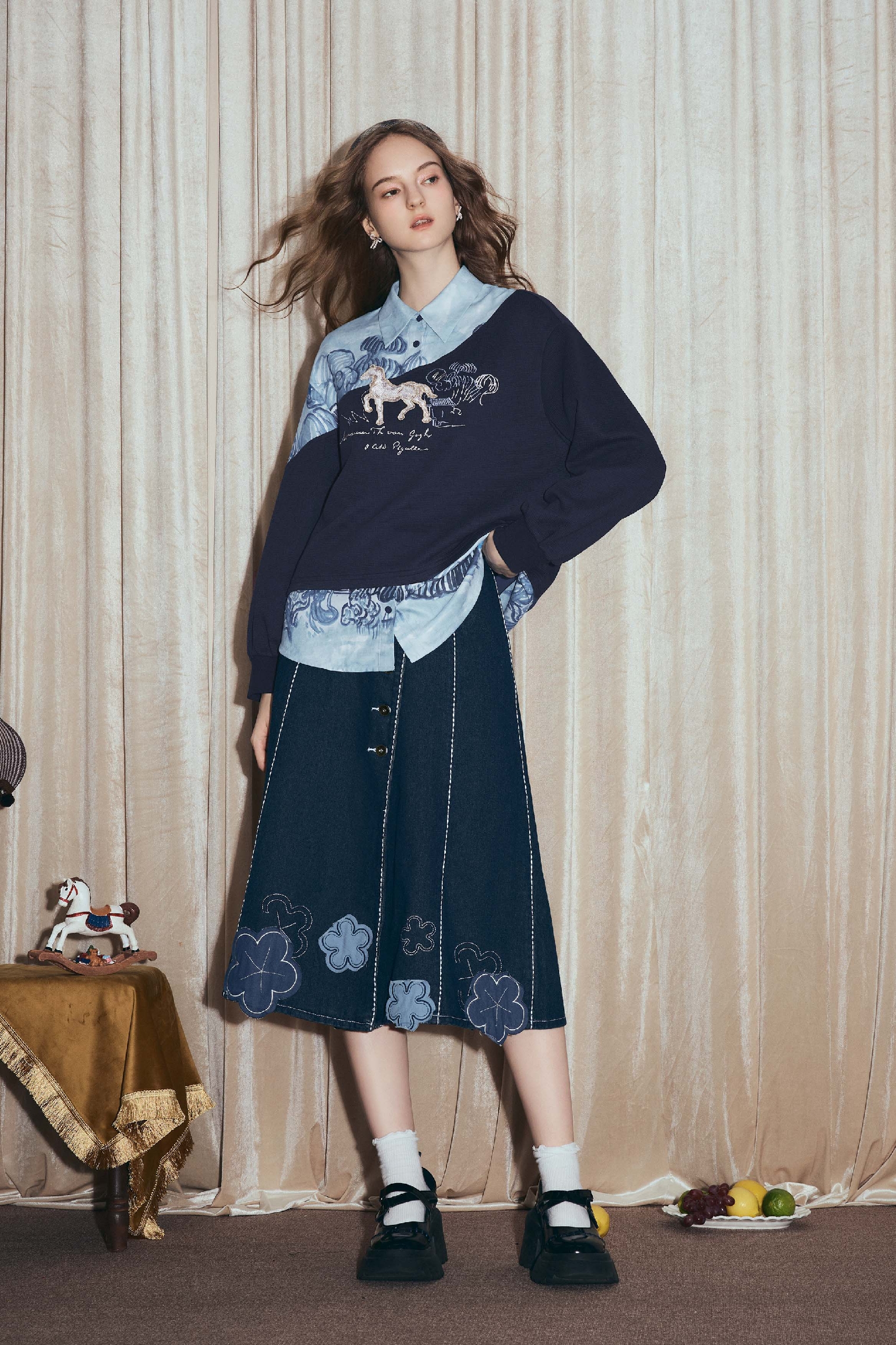 Patchwork two-piece long-sleeved sweatshirt