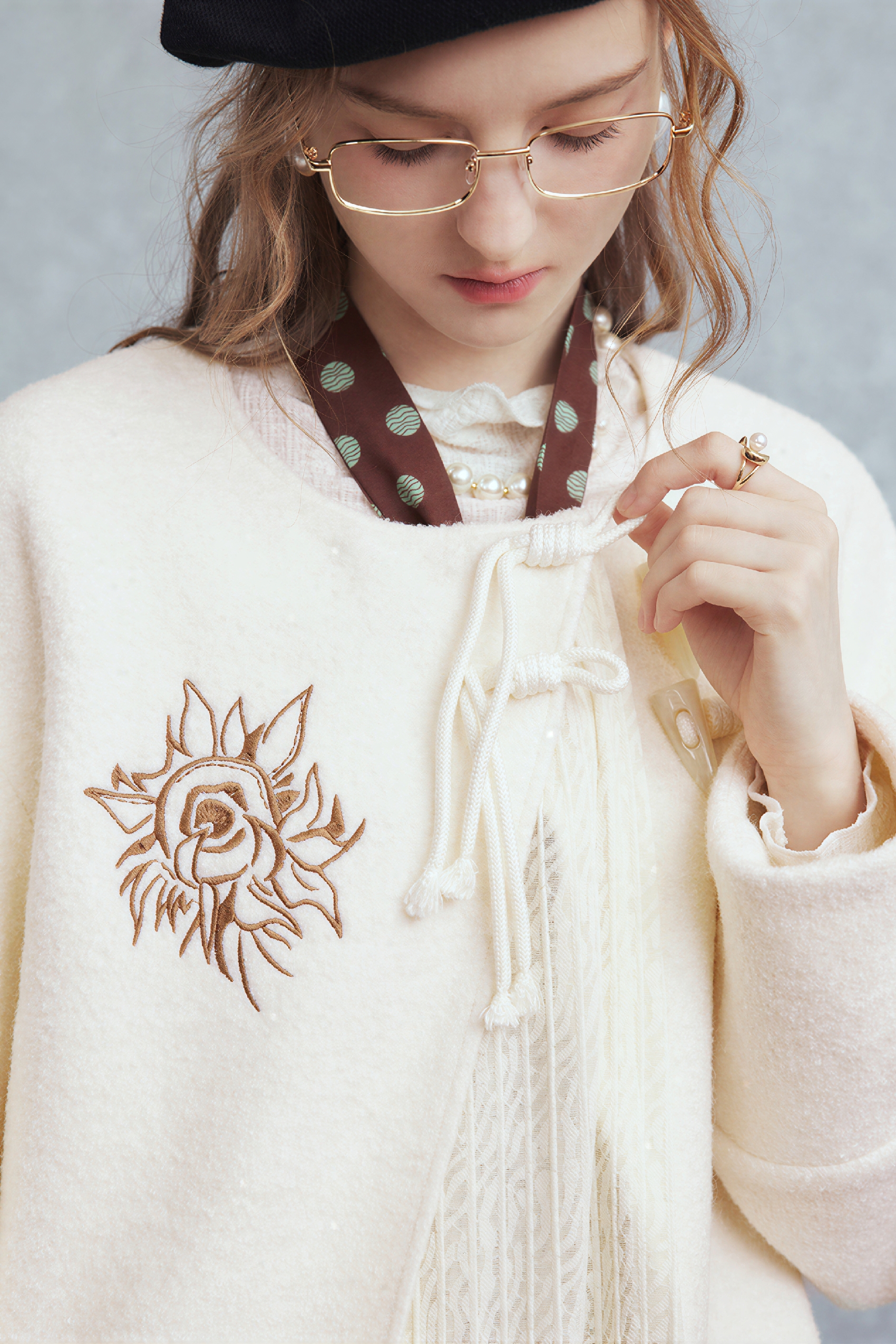 Faux Layered Modern Chinese Short Jacket