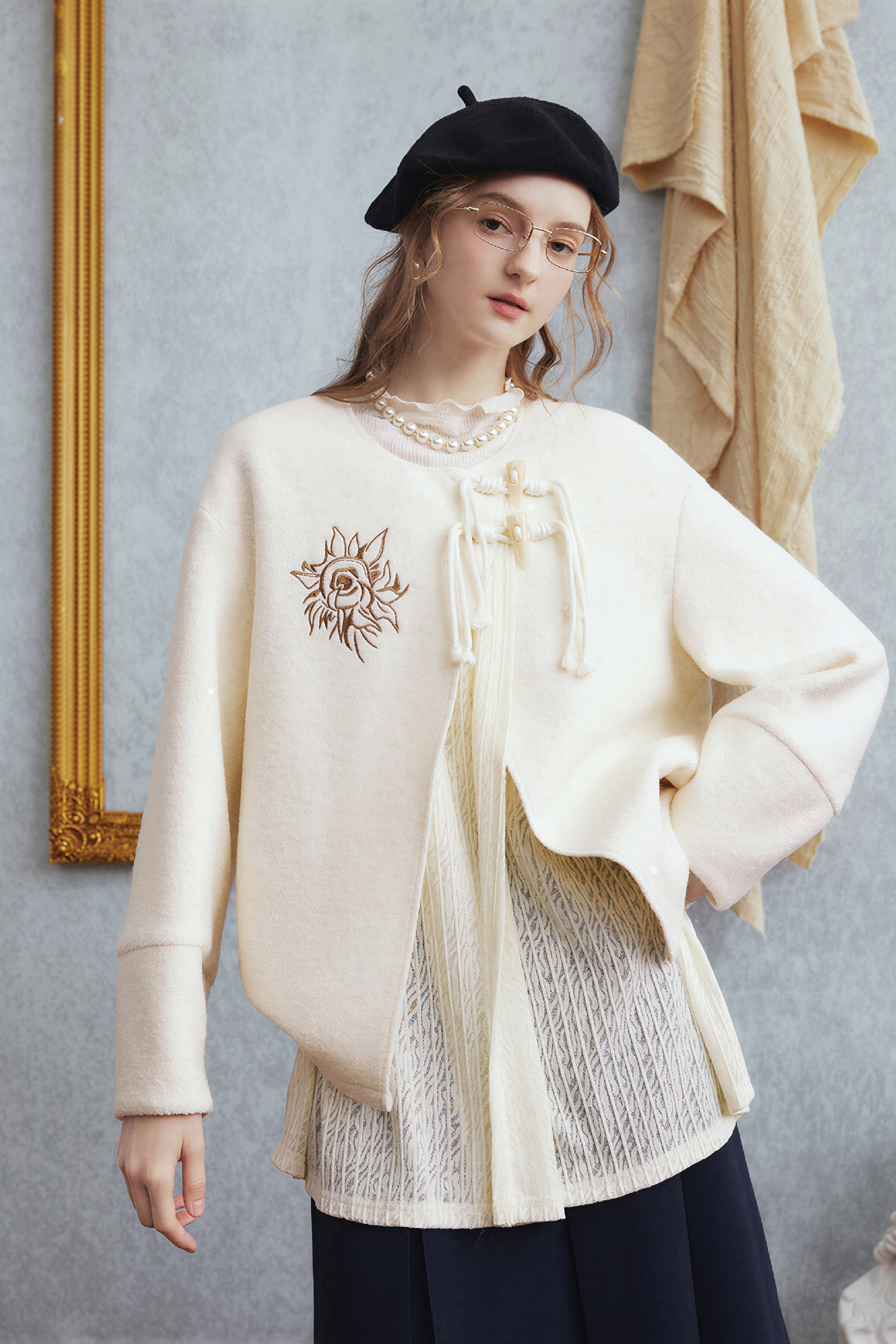 Faux Layered Modern Chinese Short Jacket