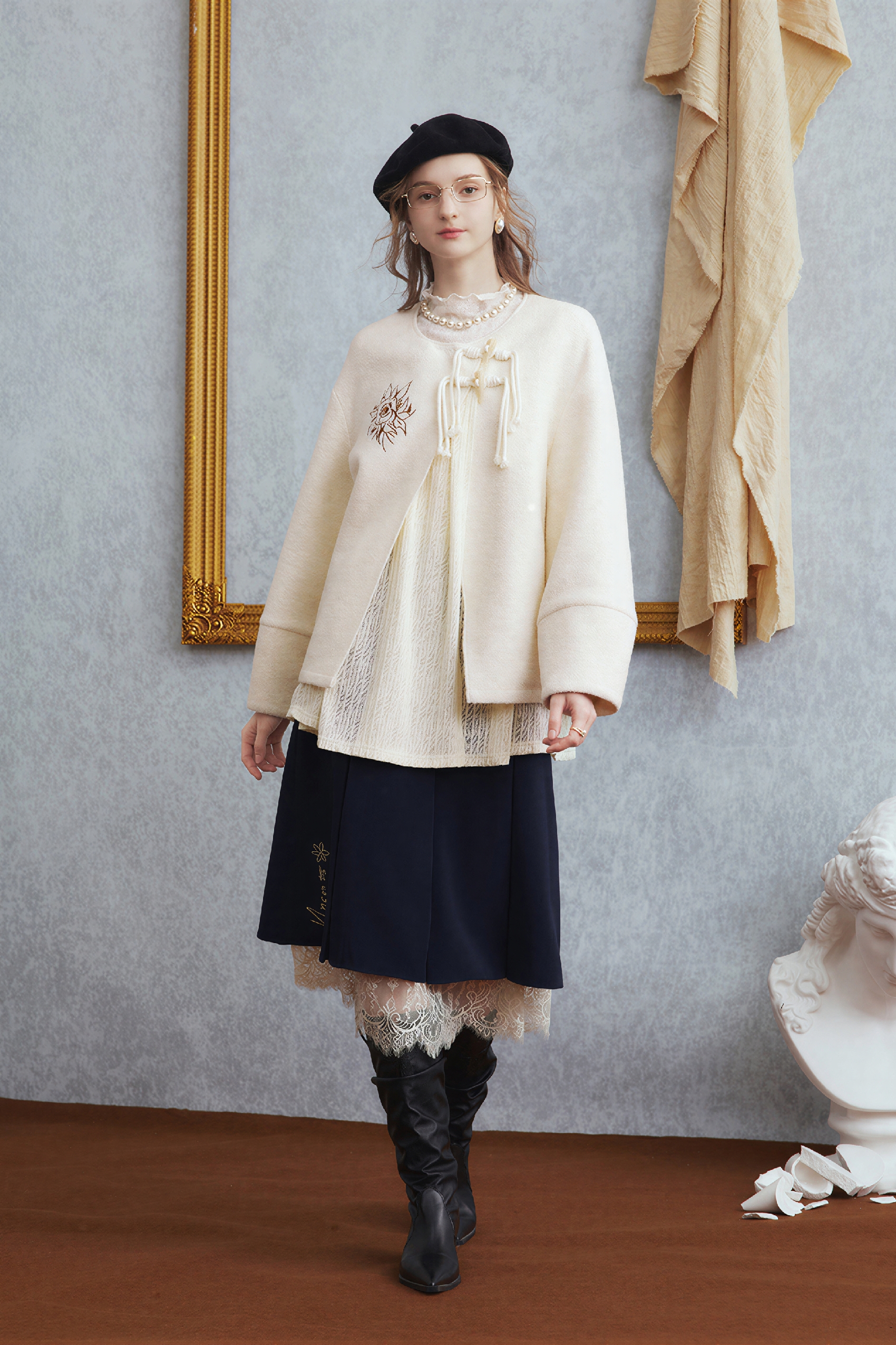 Faux Layered Modern Chinese Short Jacket