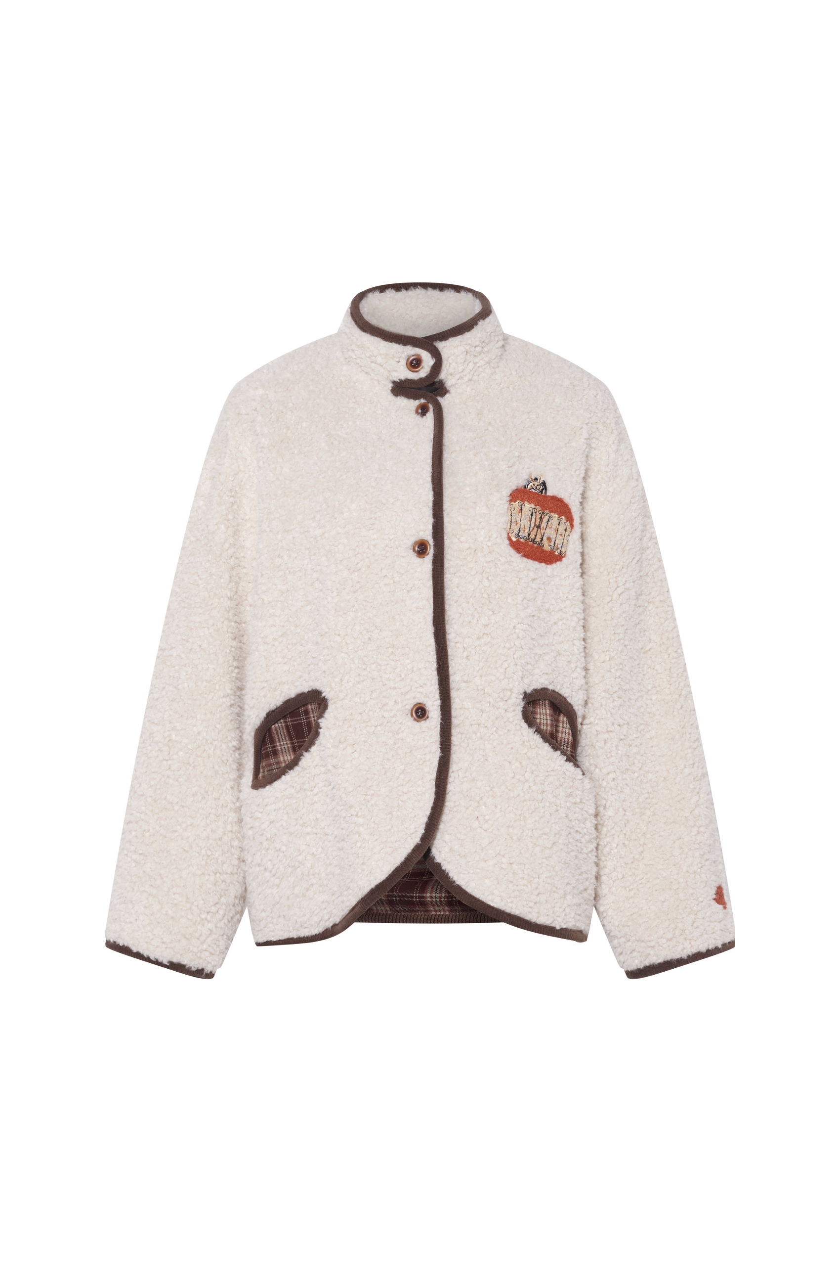 White embroidered lambskin coat