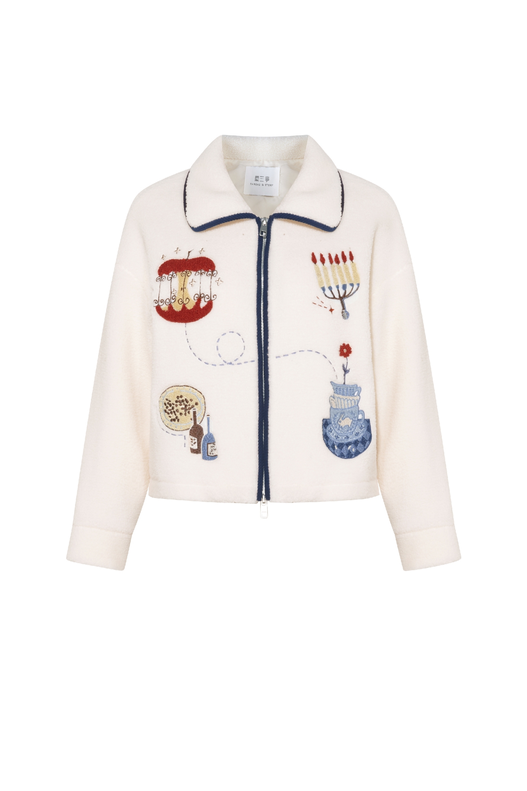 Fleece-inspired printed plush coat