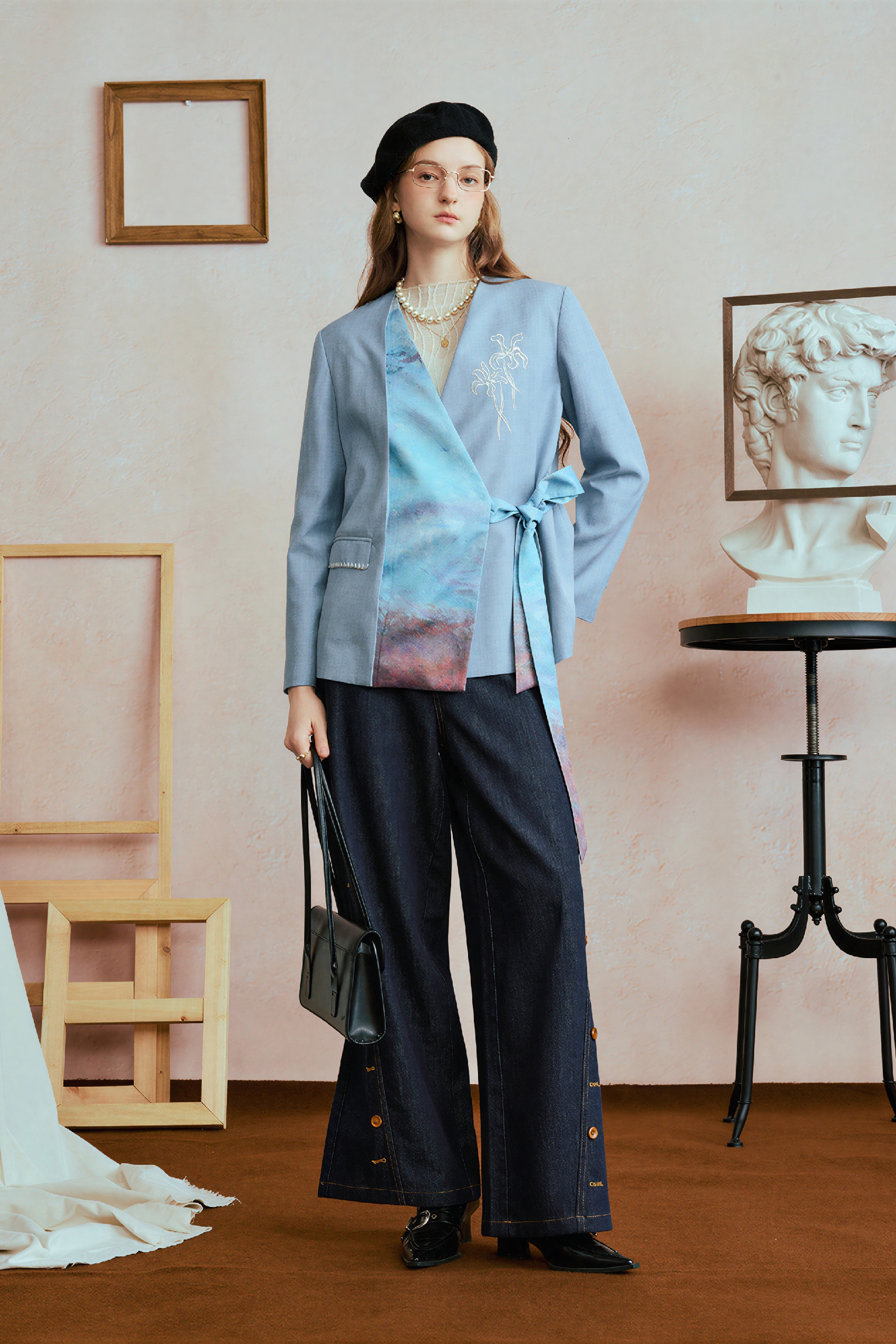 Blue Patchwork Designer Blazer