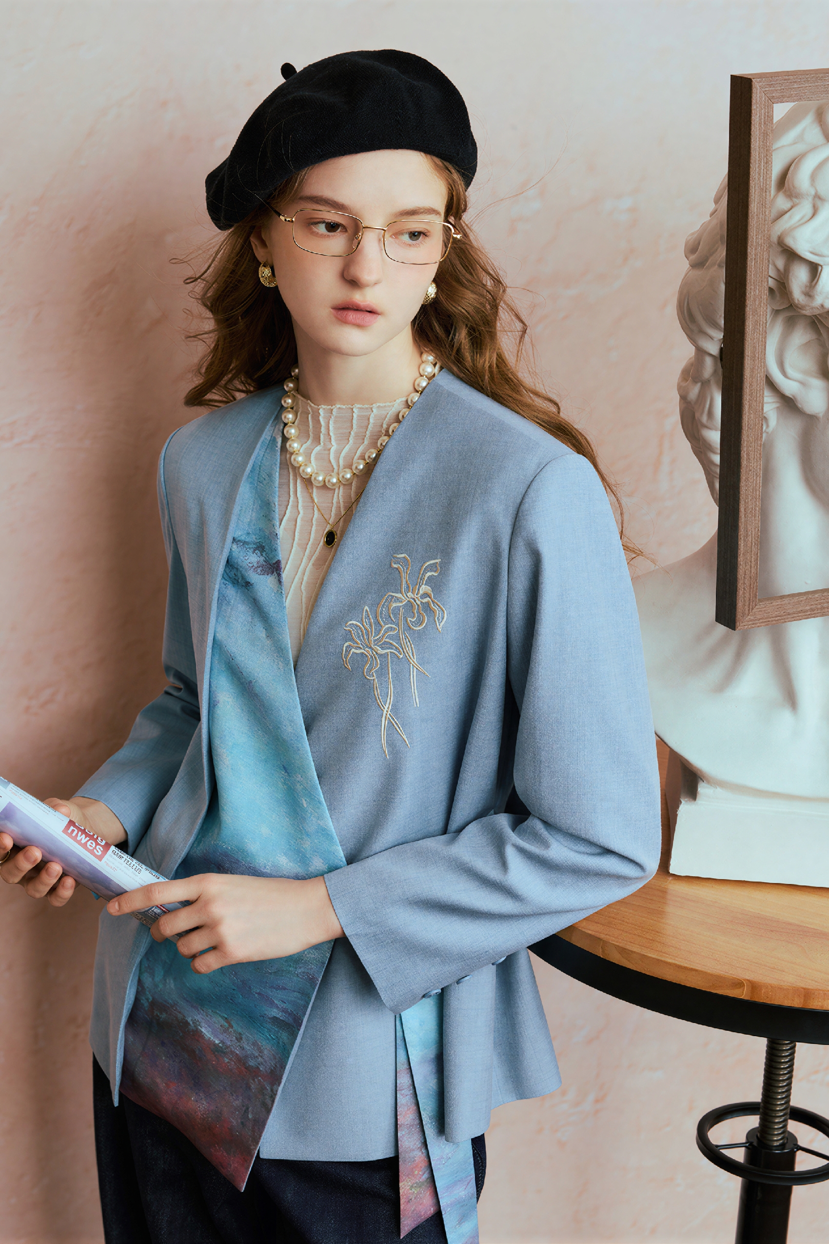 Blue Patchwork Designer Blazer