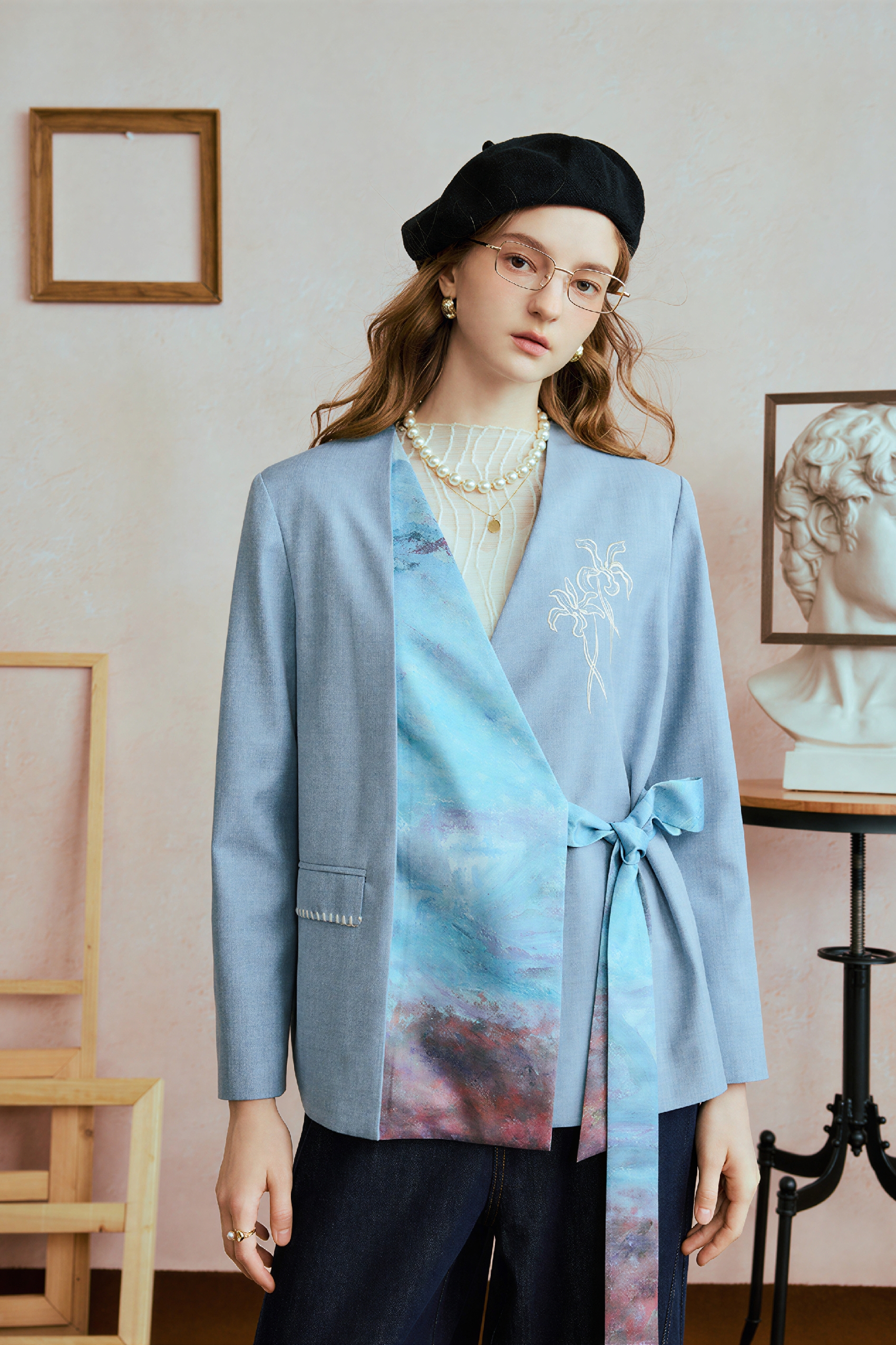 Blue Patchwork Designer Blazer