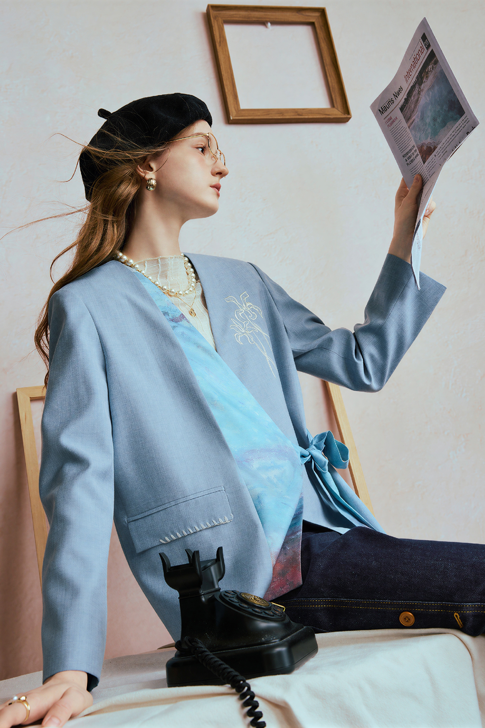 Blue Patchwork Designer Blazer