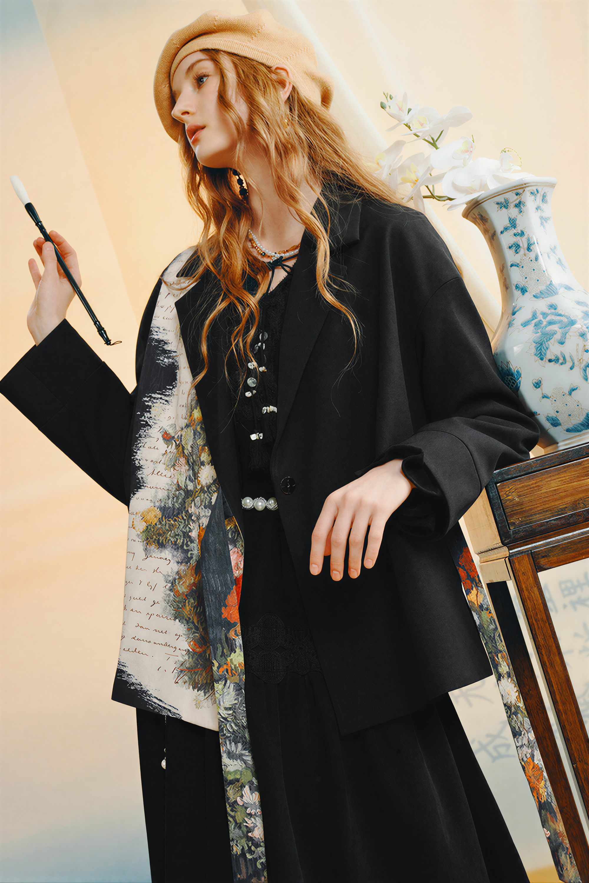 Van Gogh-Inspired Vintage Tailored Blazer