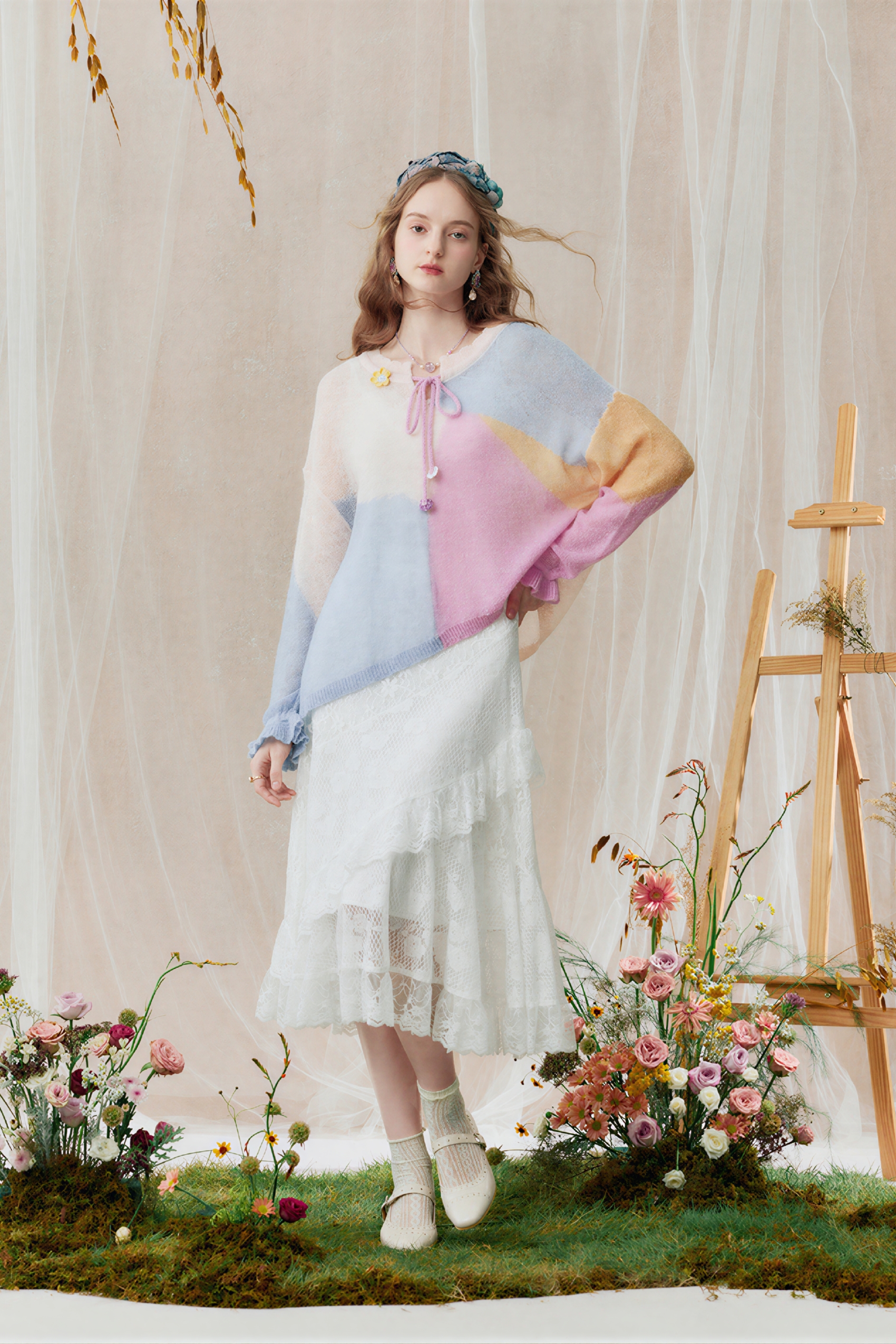 Color-blocked knitted top