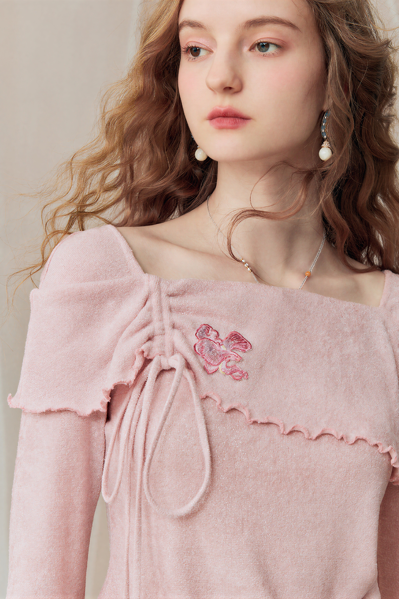 Pink Off-Shoulder Knit Top
