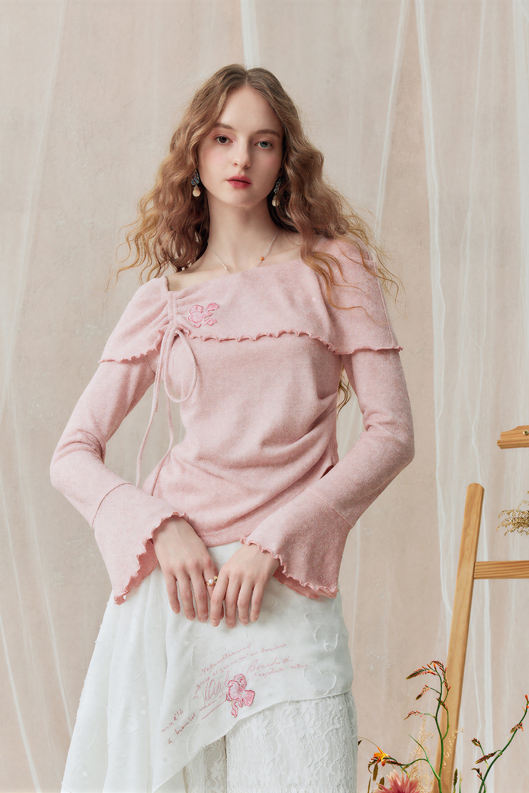 Pink Off-Shoulder Knit Top