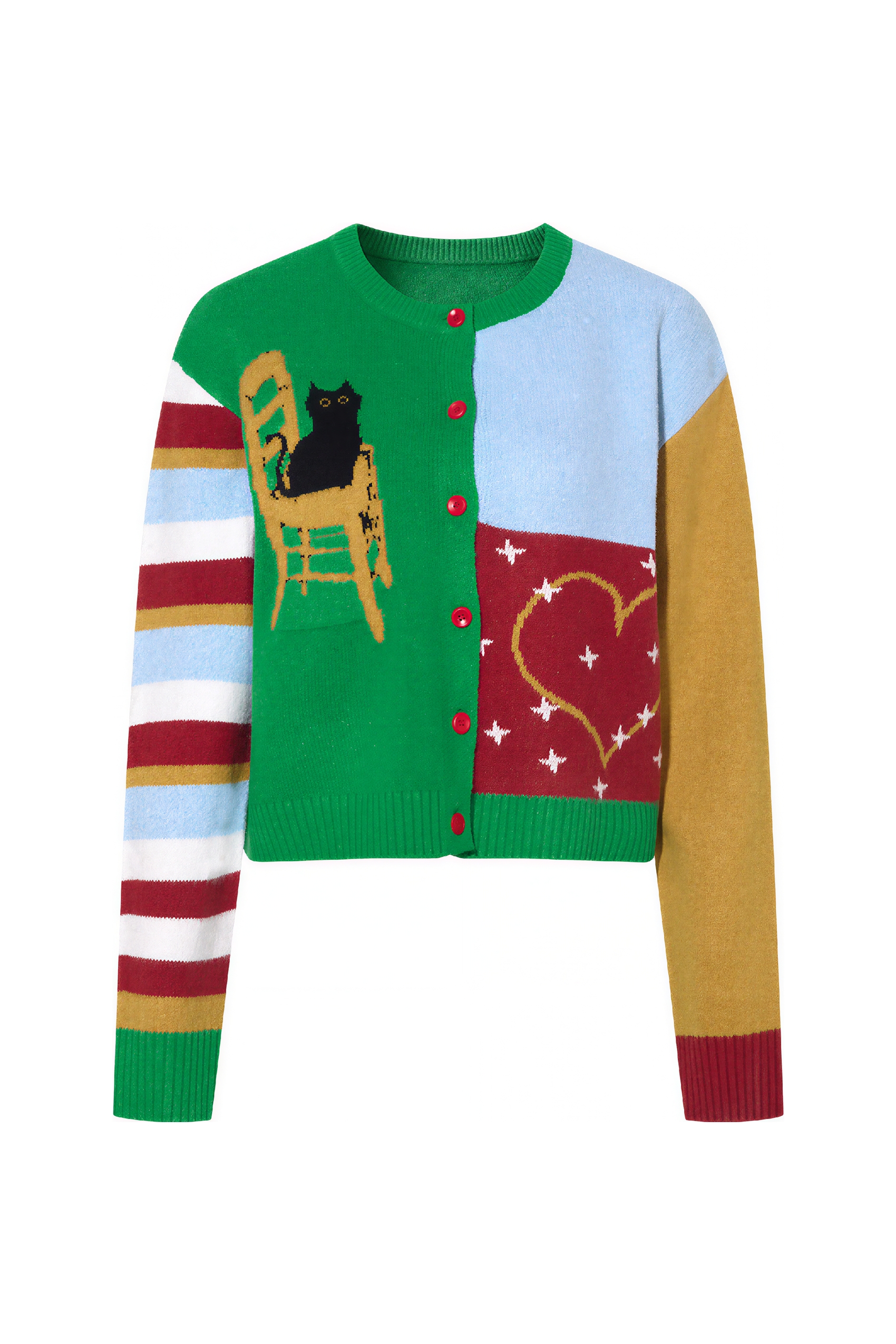 Jacquard Color Knit Lightweight Cardigan