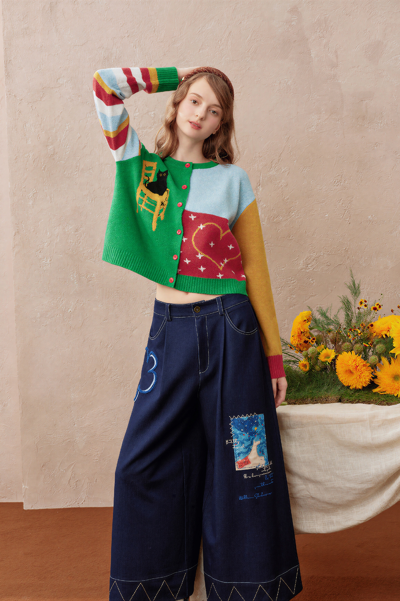 Jacquard Color Knit Lightweight Cardigan