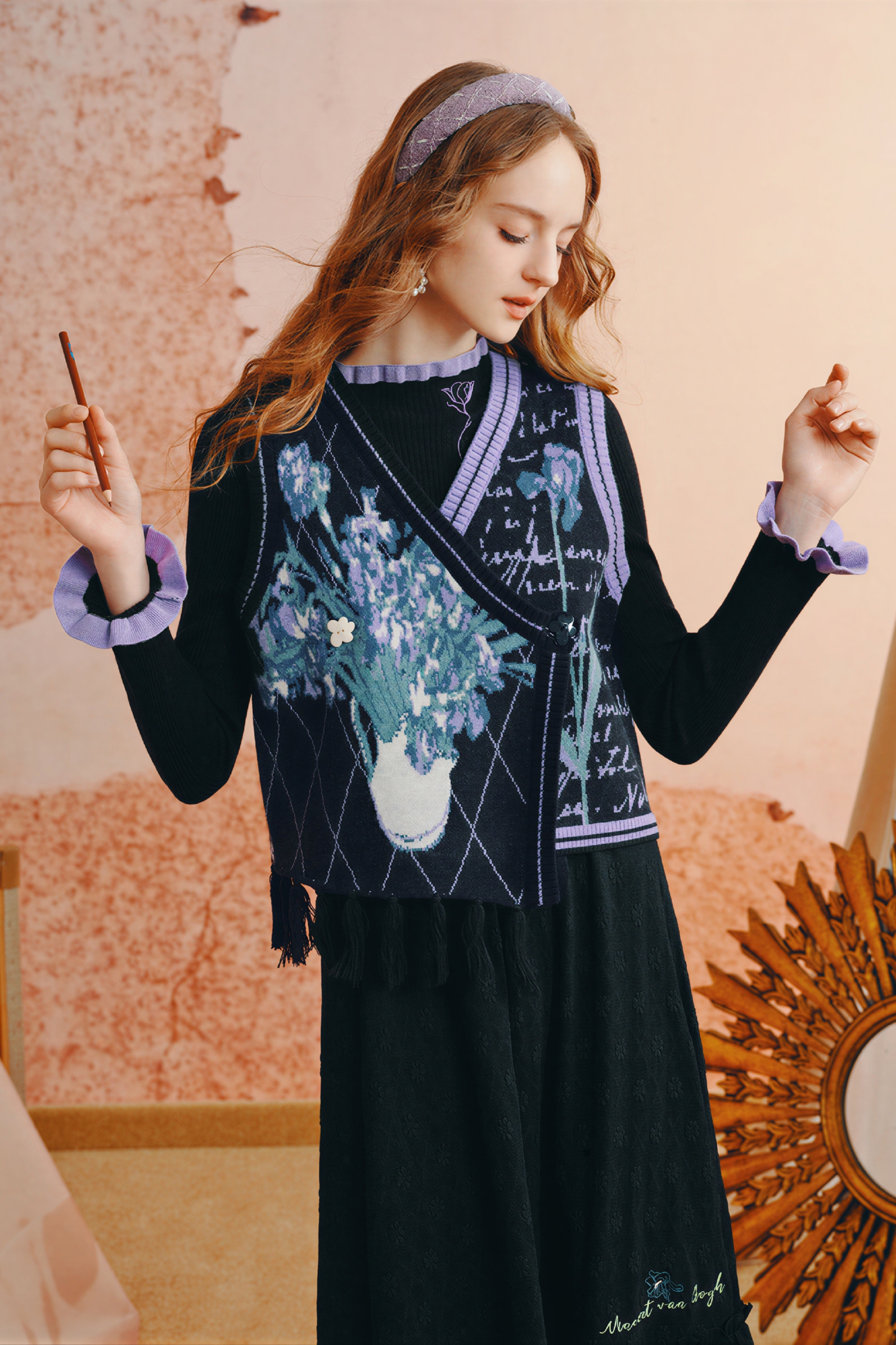 Van Gogh-Inspired Knit Sweater Vest