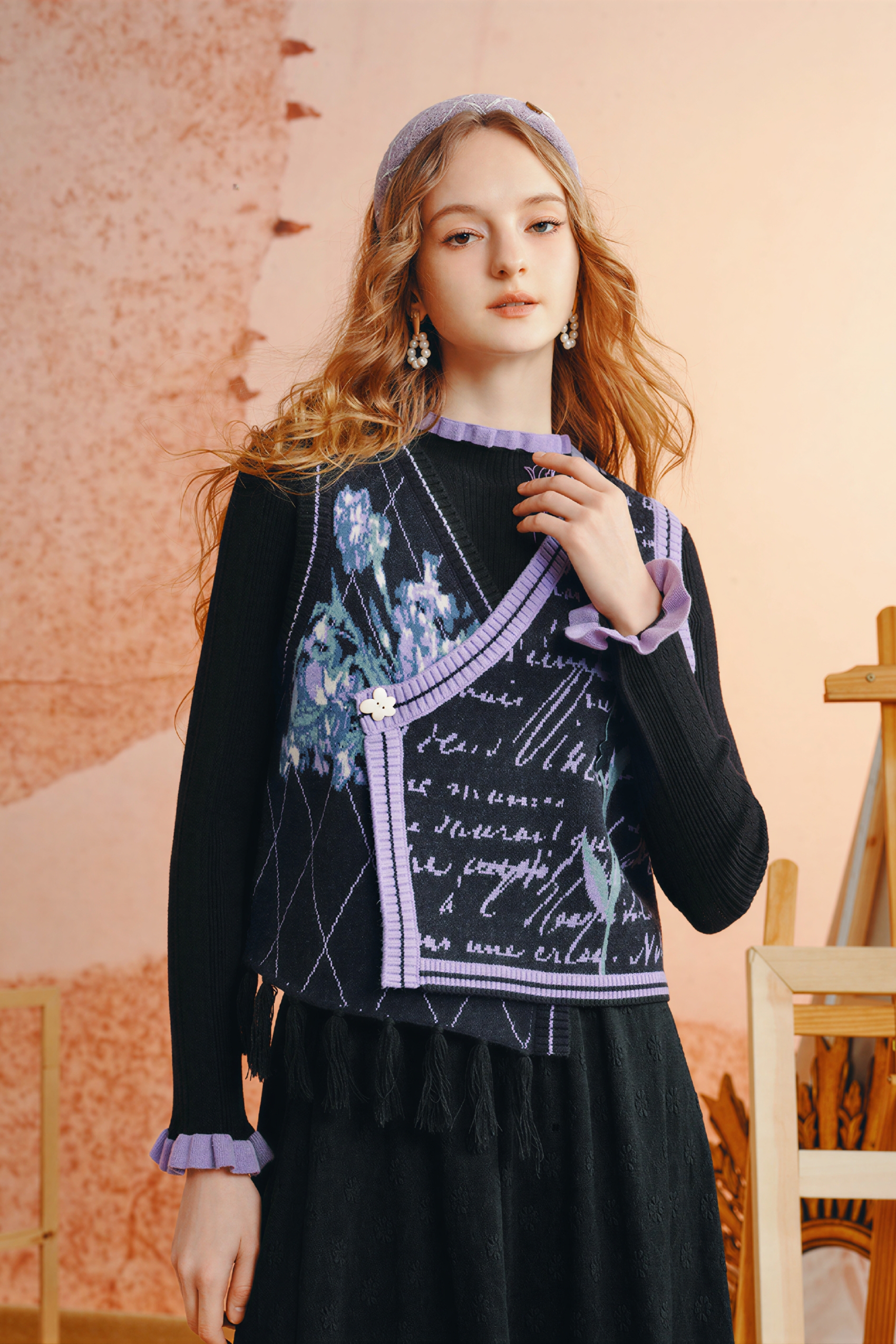 Van Gogh-Inspired Knit Sweater Vest