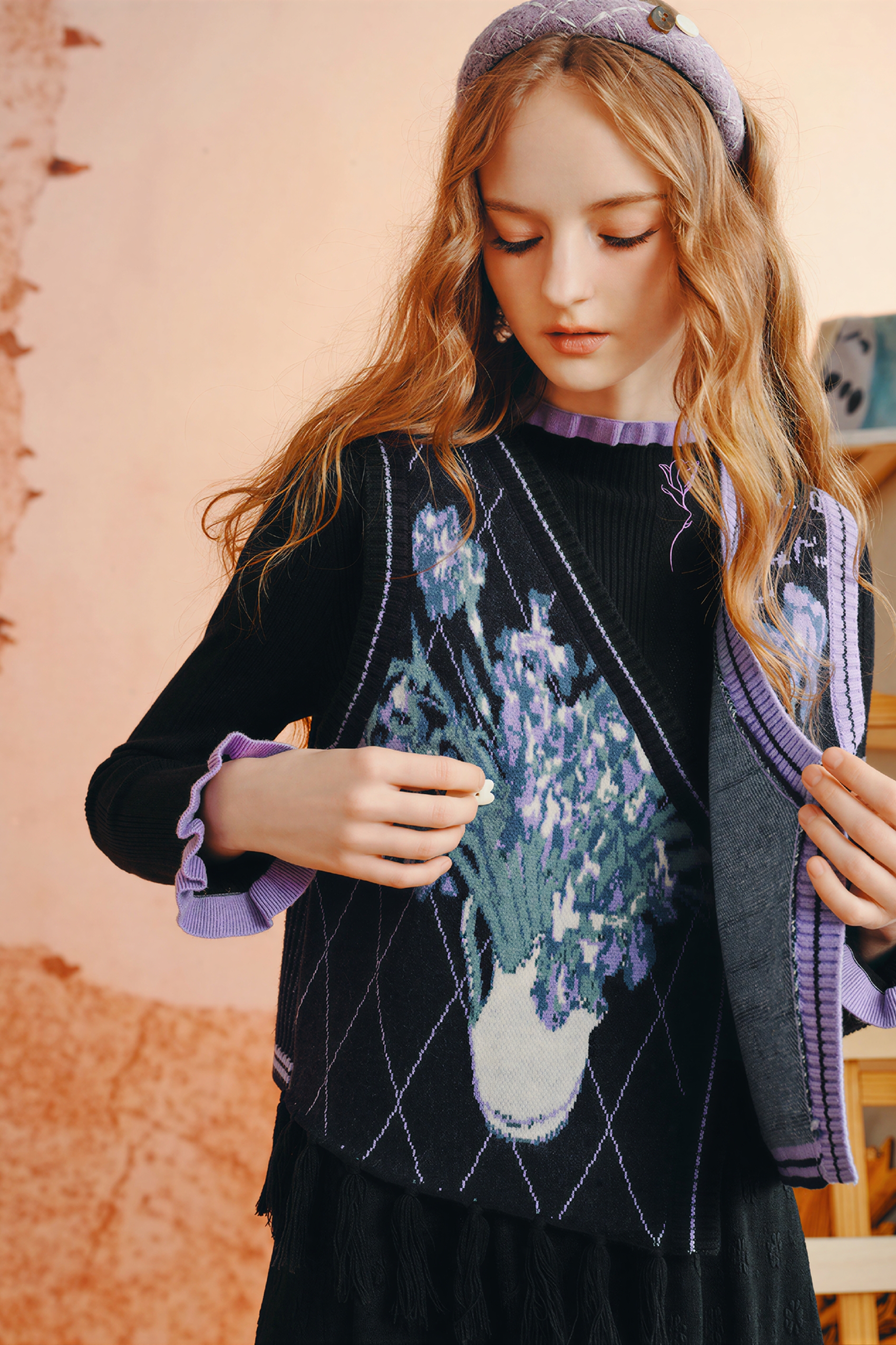 Van Gogh-Inspired Knit Sweater Vest