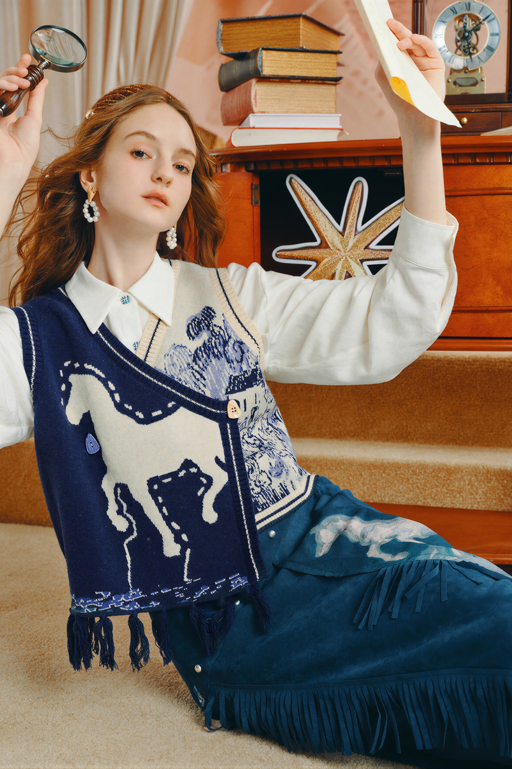 Van Gogh-Inspired Knit Sweater Vest