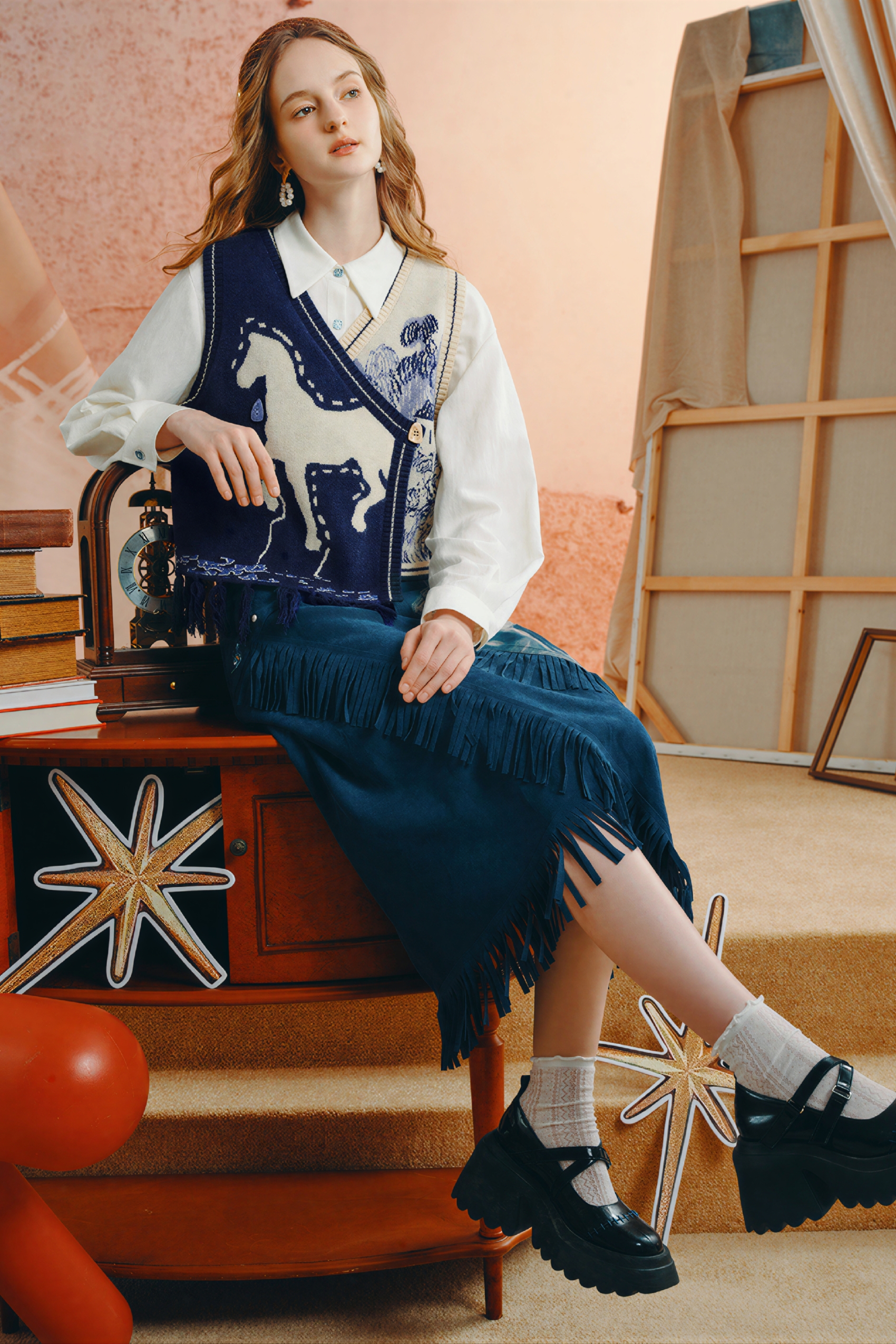 Van Gogh-Inspired Knit Sweater Vest