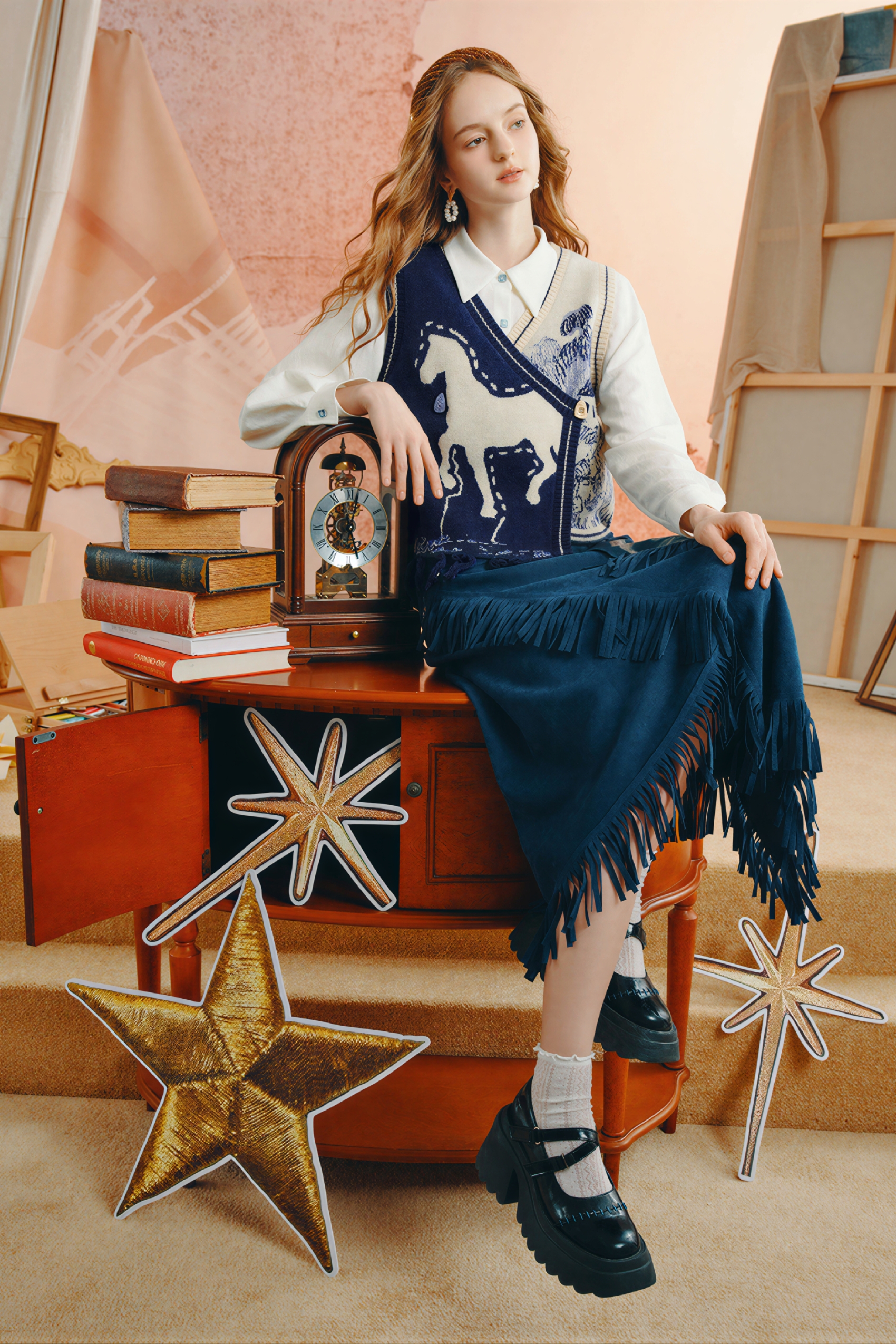 Van Gogh-Inspired Knit Sweater Vest