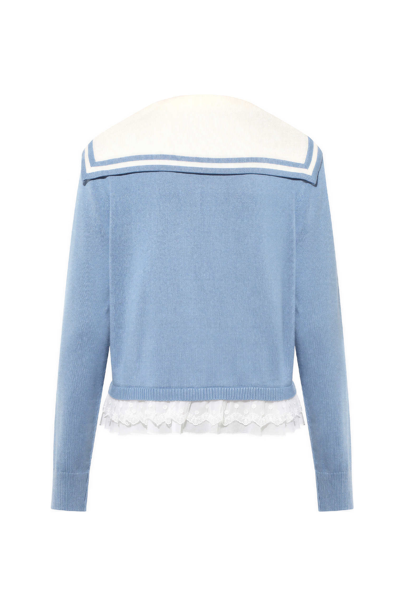 Sailor Collar Relaxed Cropped Knit Cardigan