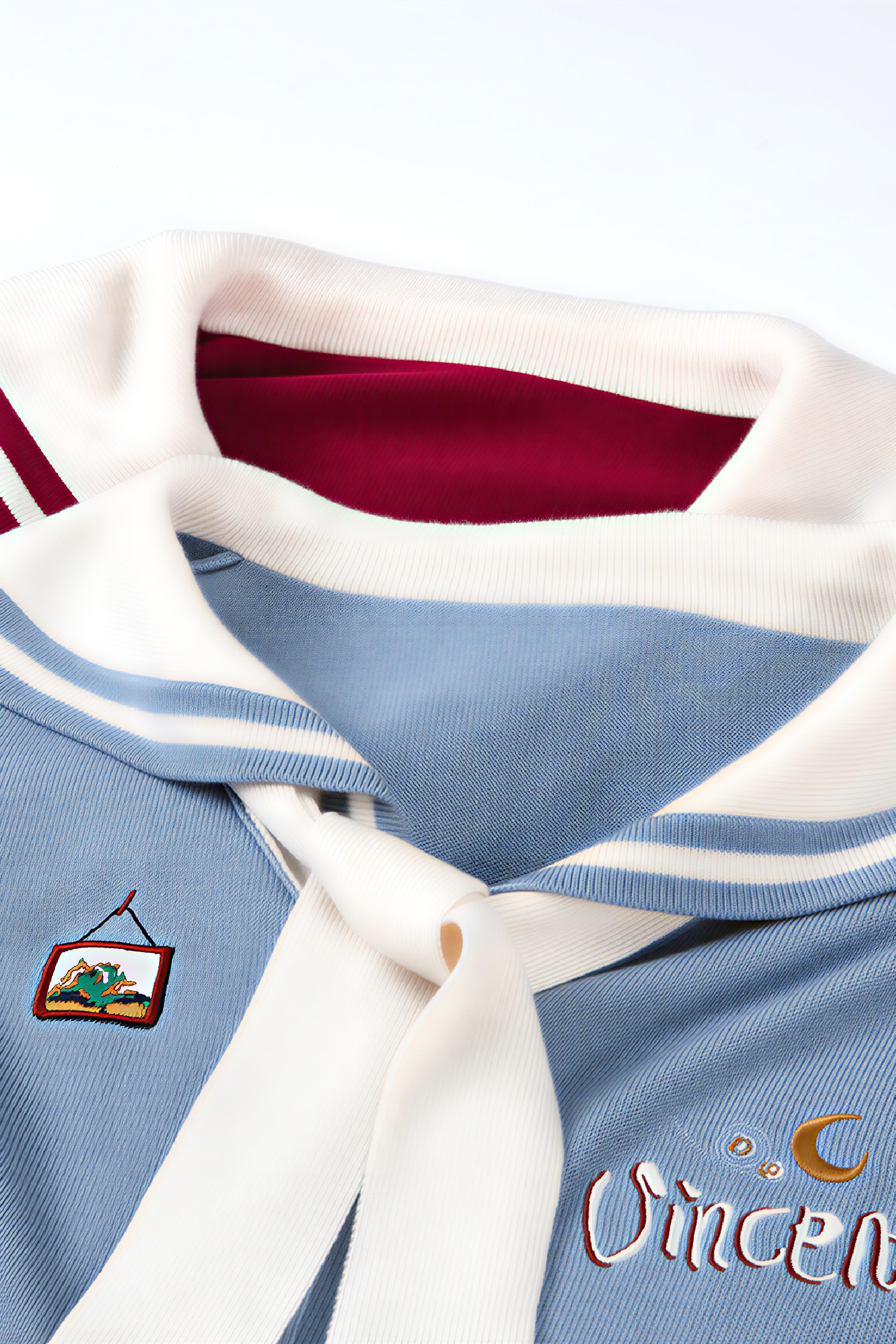 Sailor Collar Relaxed Cropped Knit Cardigan