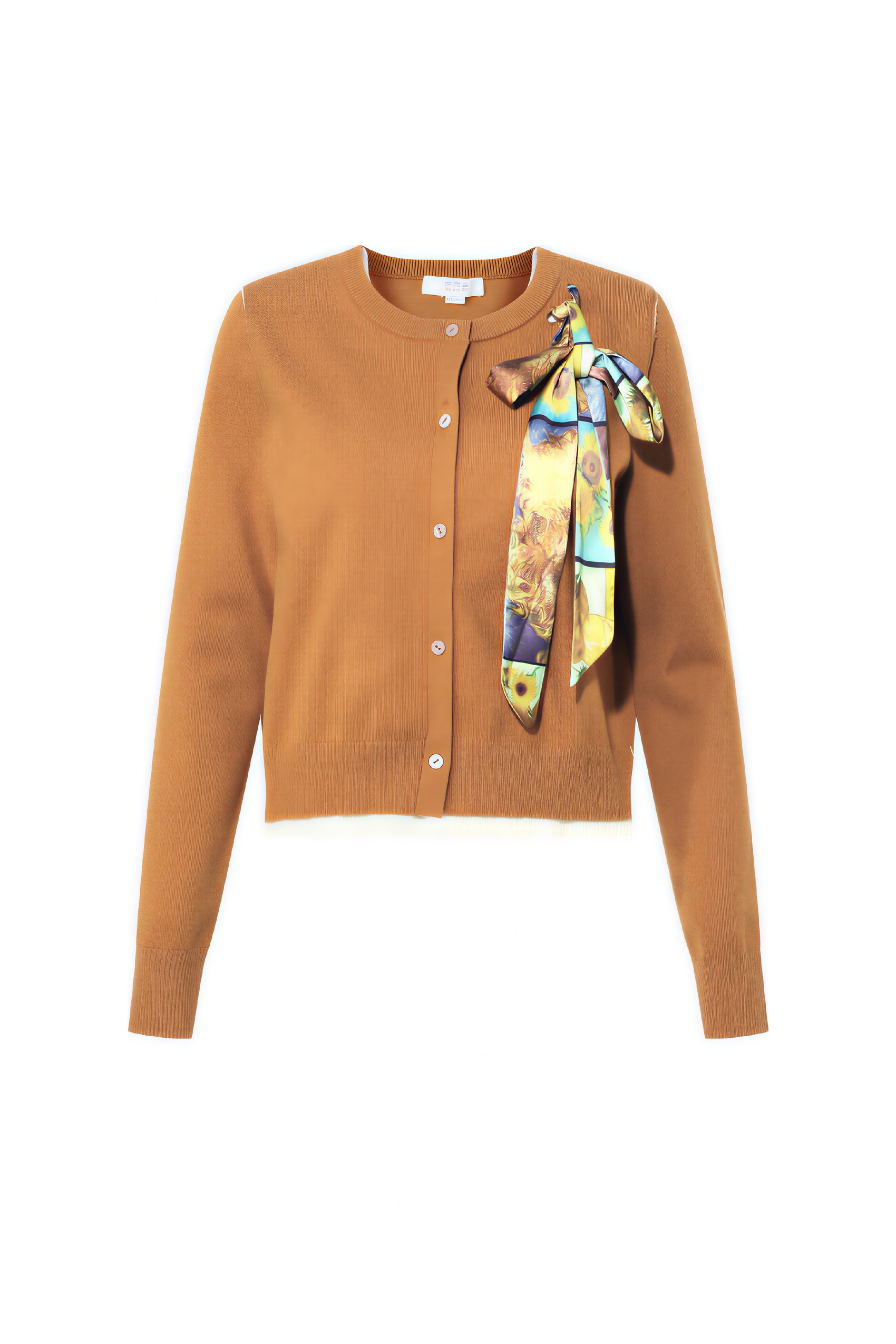 Van Gogh-Inspired Layered-Look Knit Cardigan Top