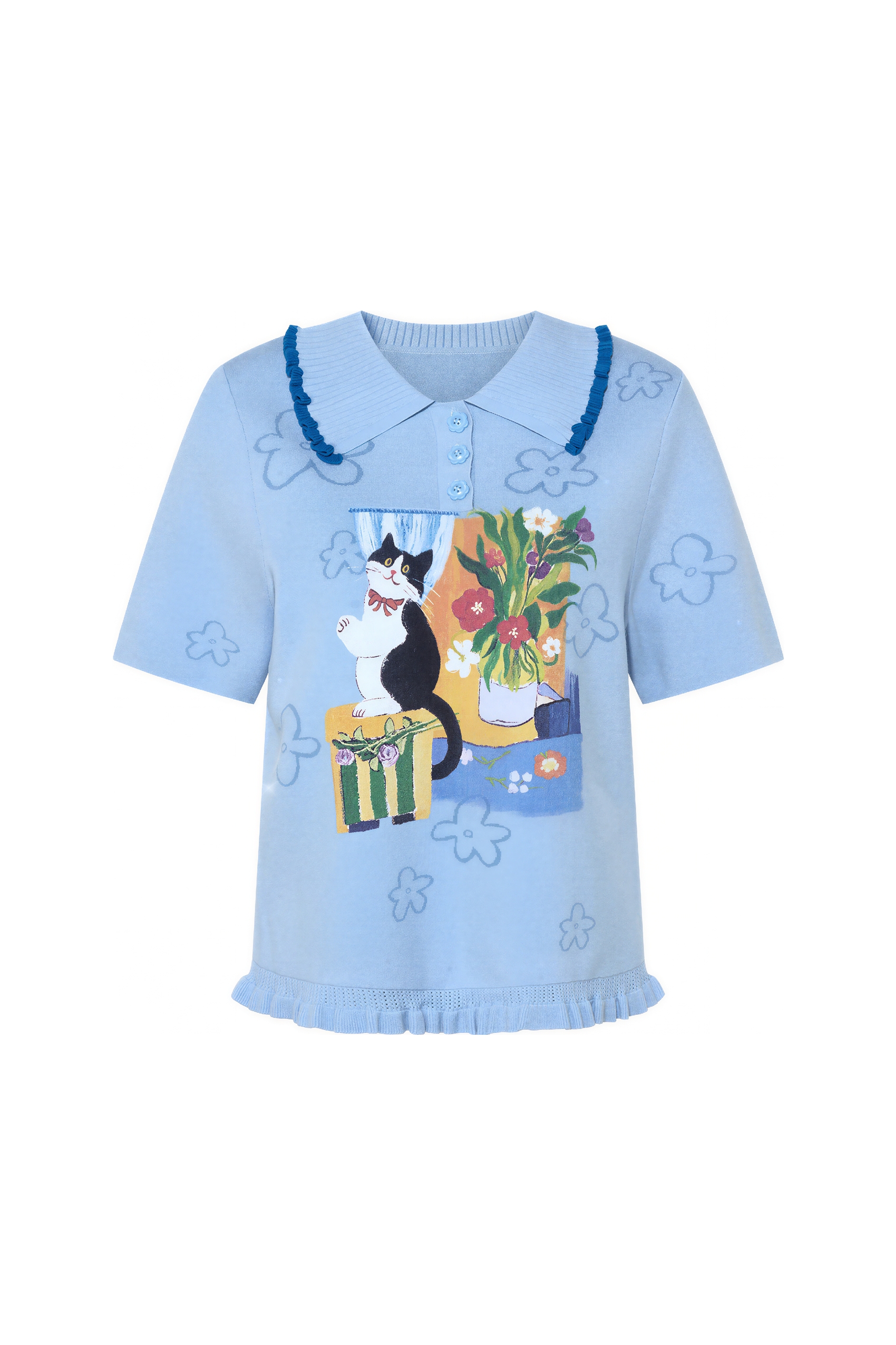Collared Knit Short-Sleeve Polo | LYONSENS Women's Fashion