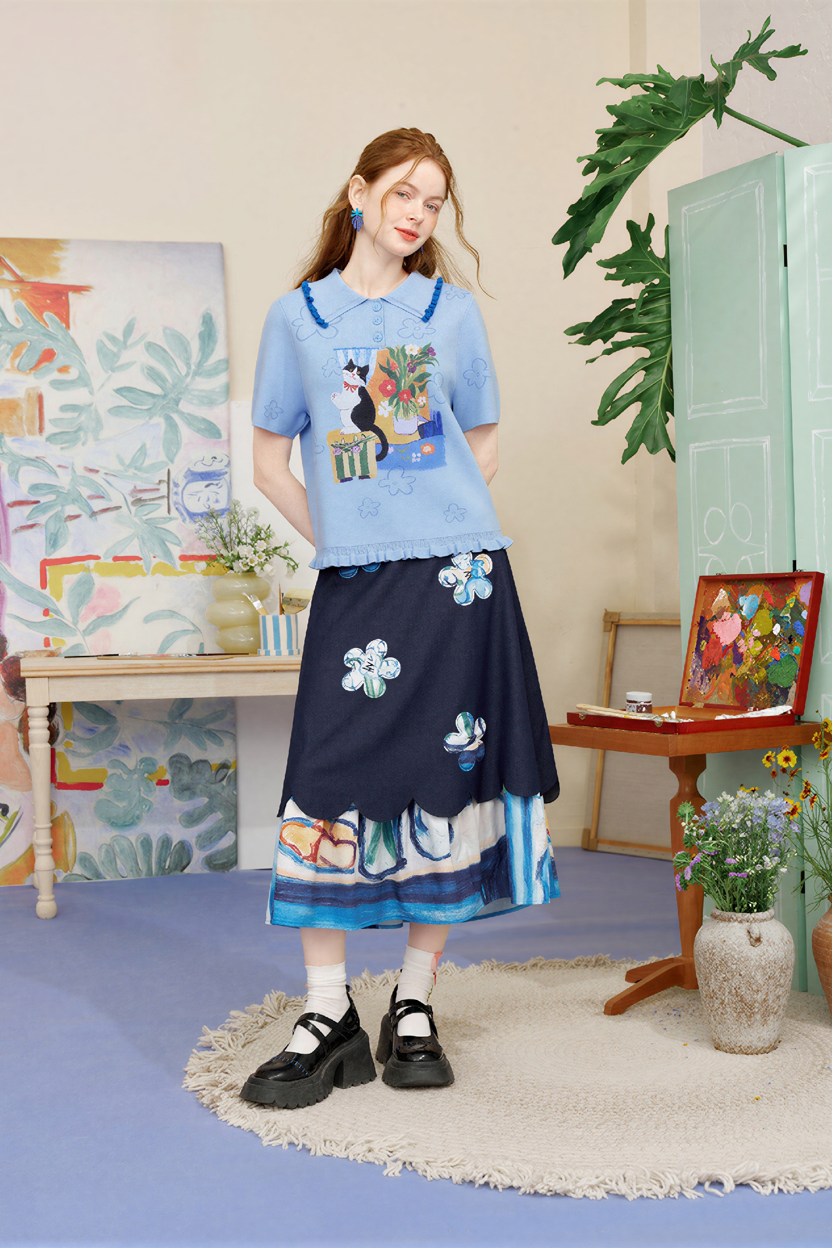 Collared Knit Short-Sleeve Polo | LYONSENS Women's Fashion
