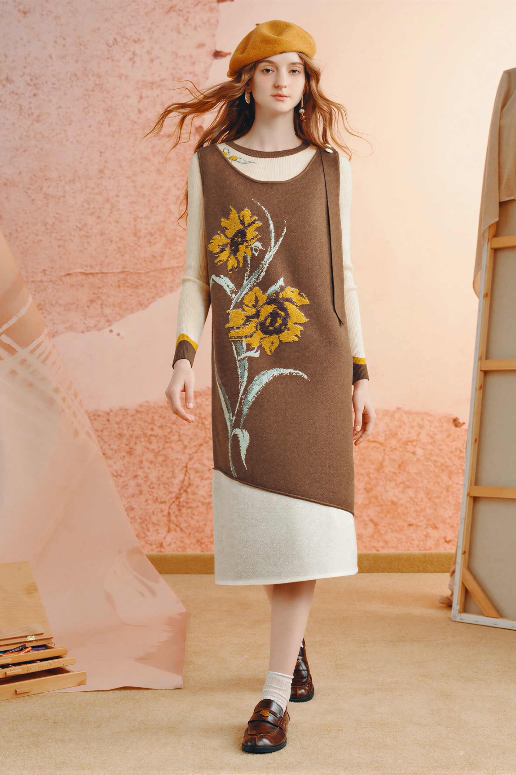 Embroidered knit base layer shirt