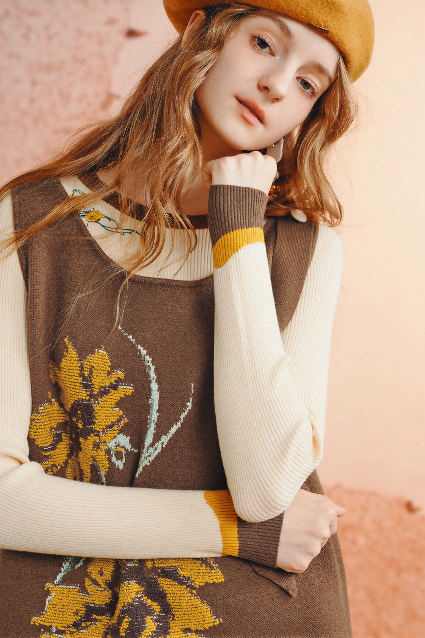 Embroidered knit base layer shirt