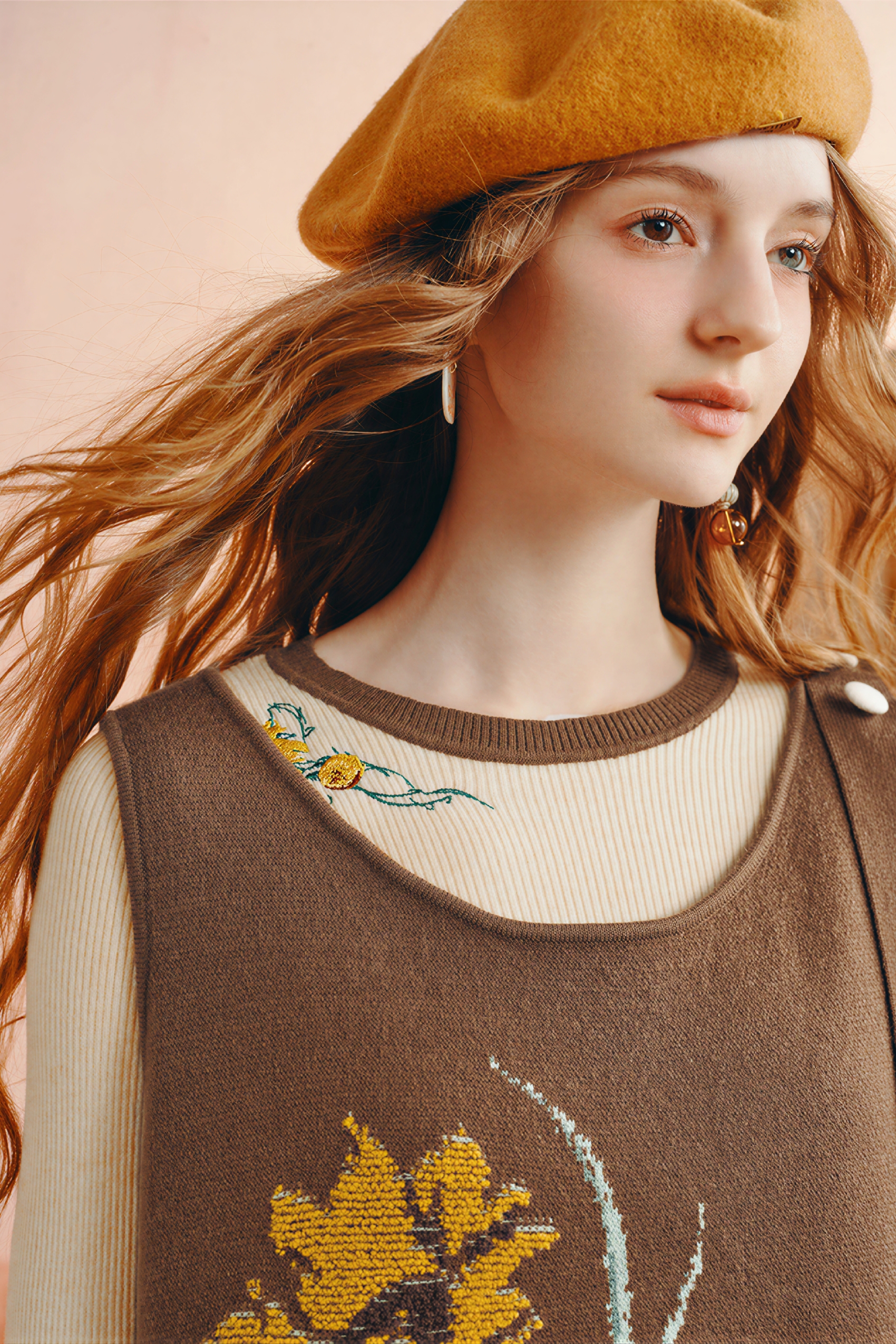 Embroidered knit base layer shirt
