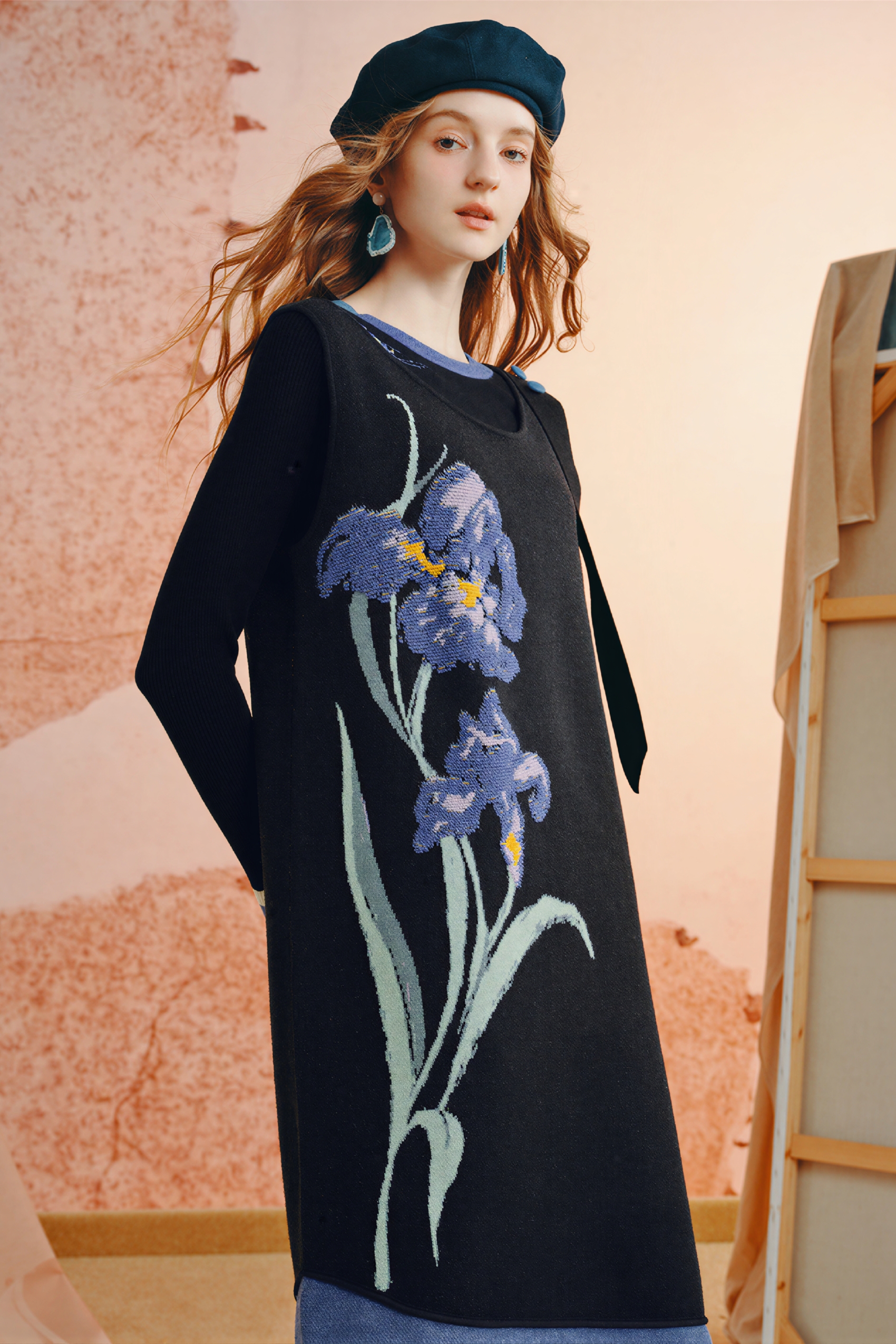 Embroidered knit base layer shirt