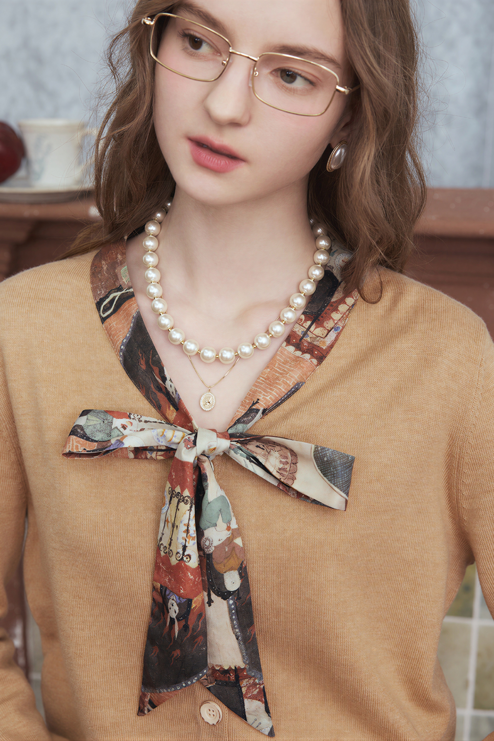 French-style knitted cardigan sweater