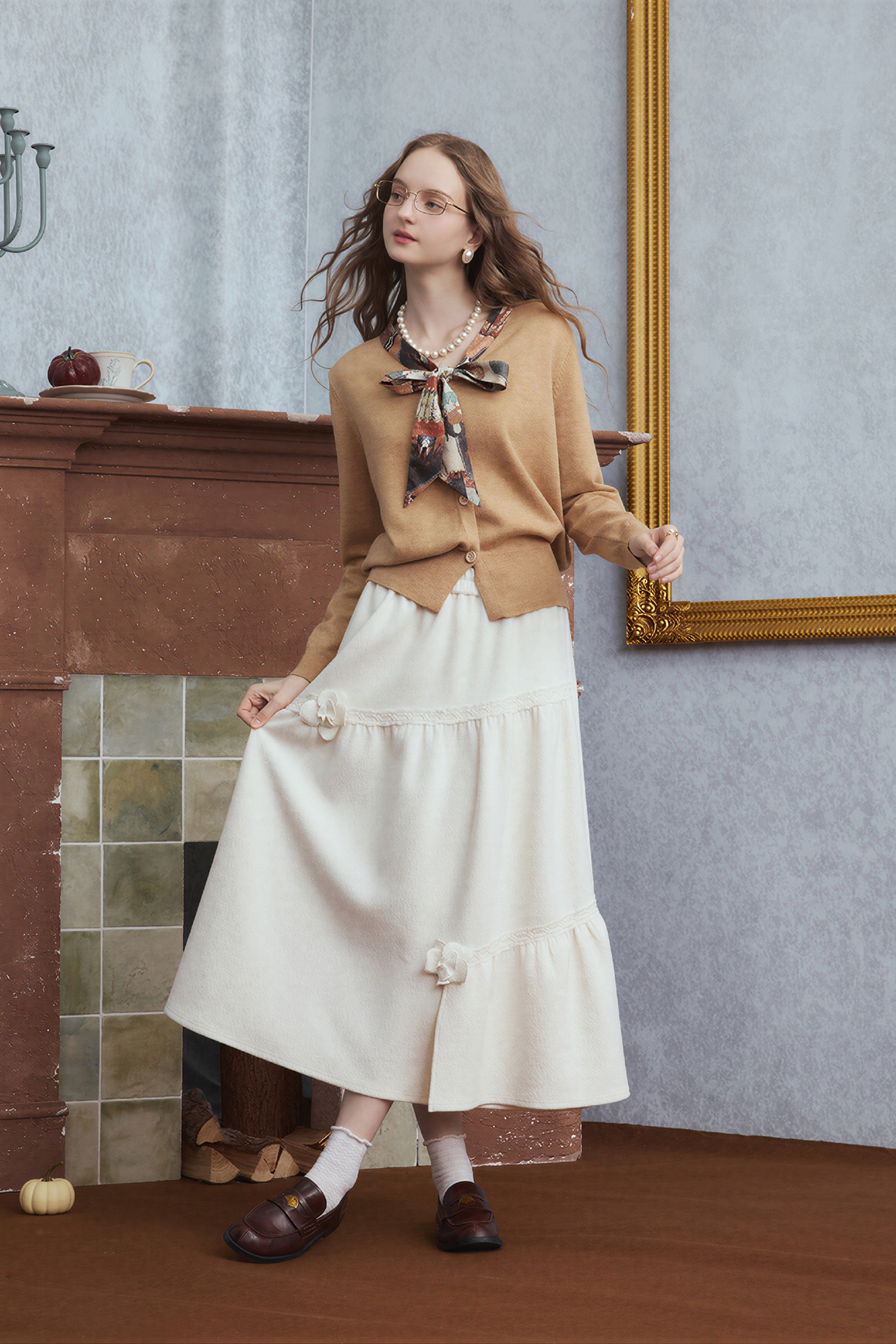 French-style knitted cardigan sweater